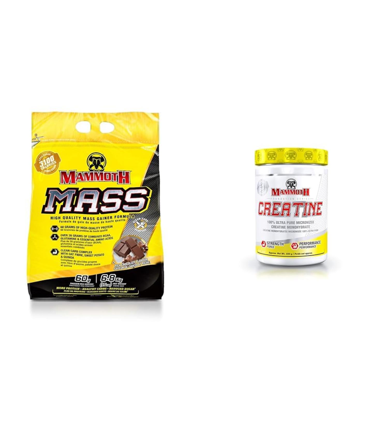 MAMMOTH MASS: Weight Gainer High Calorie Protein Powder Workout Smoothie Shake Meal Replacement & Creatine 300gm SUPPLEMENT + SUPPLEMENT 15331 6.8 kg (Pack of 1) - Buy Online on SooperMarket.com