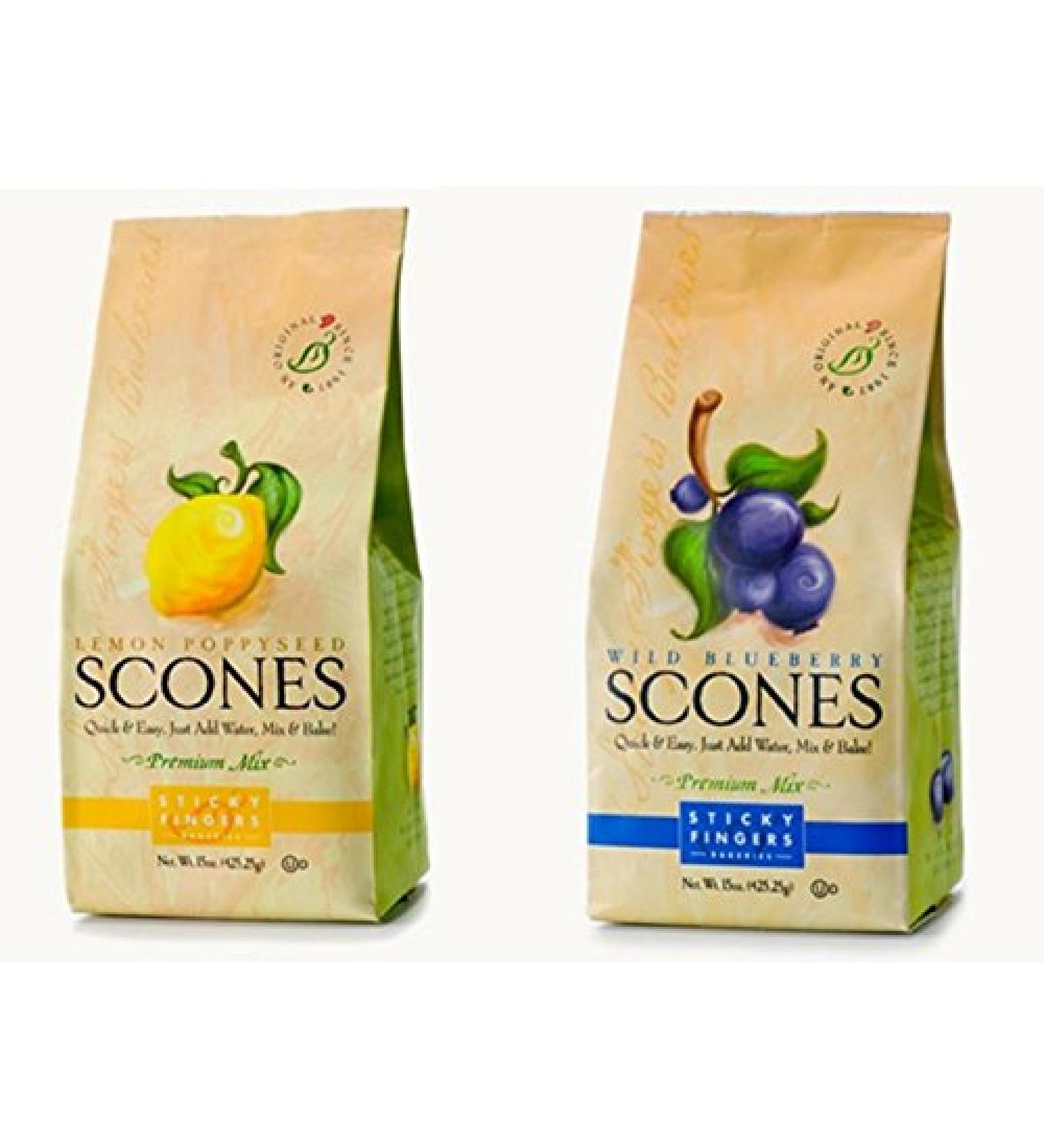 Sticky Fingers Bakeries Premium Scone Variety Mix - Lemon Poppyseed and Wild Blueberry (Pack of 2) - Buy Online on SooperMarket.com