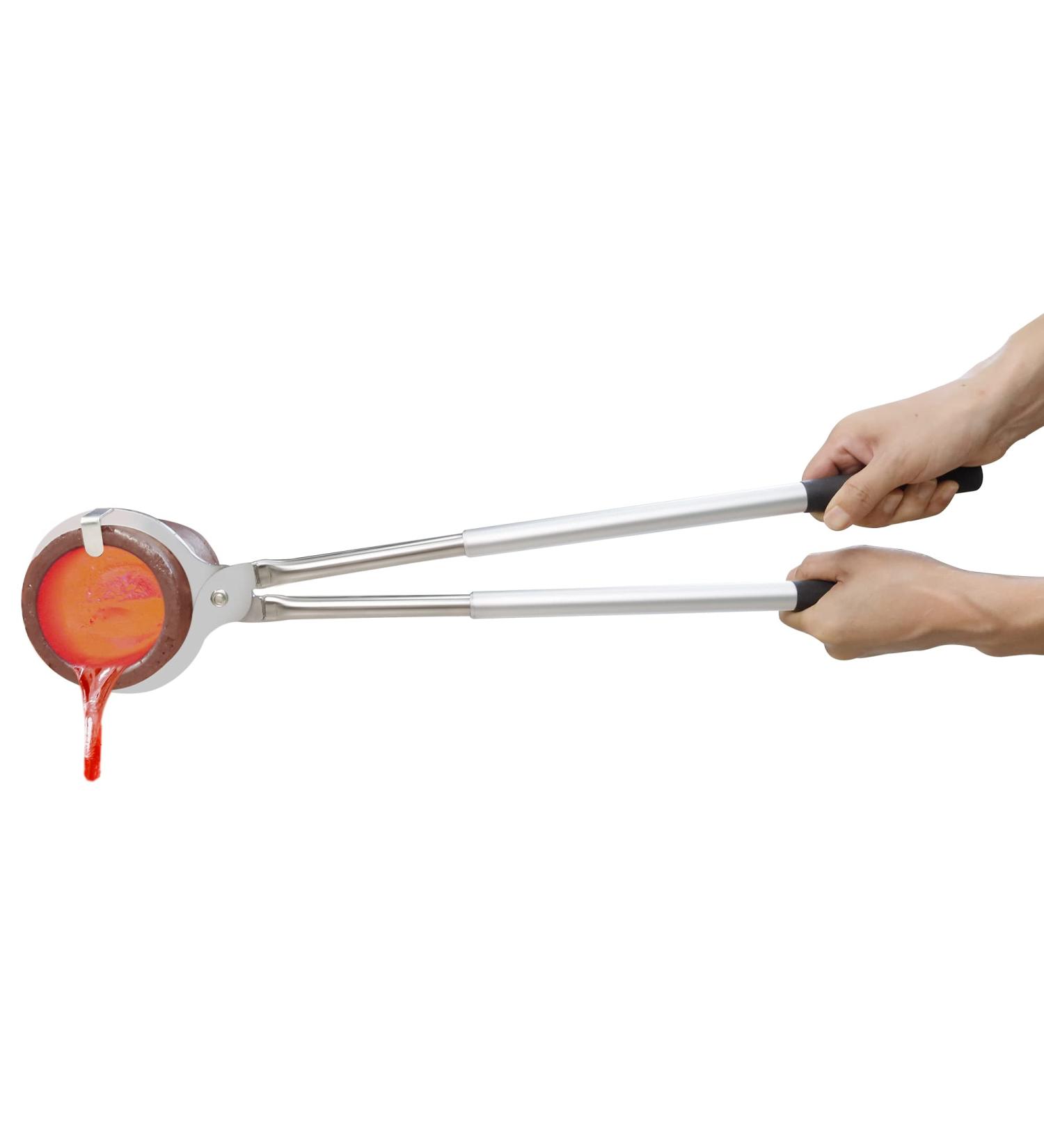 GONGYI (5kg-6kg) Stainless Steel Clay Graphite Crucible Tongs Heavy Duty Clamp Pliers Holder for Metal Refining Casting Pouring Copper Gold Silver Melting Furnace Foundry Smelting Tool 26" - Buy Online on SooperMarket.com