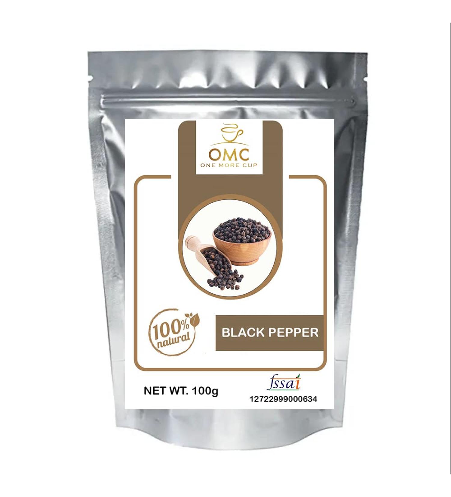 OMC Black Peppercorn (100gm Pack) | Kali Mirch | Whole Black Peppercorn