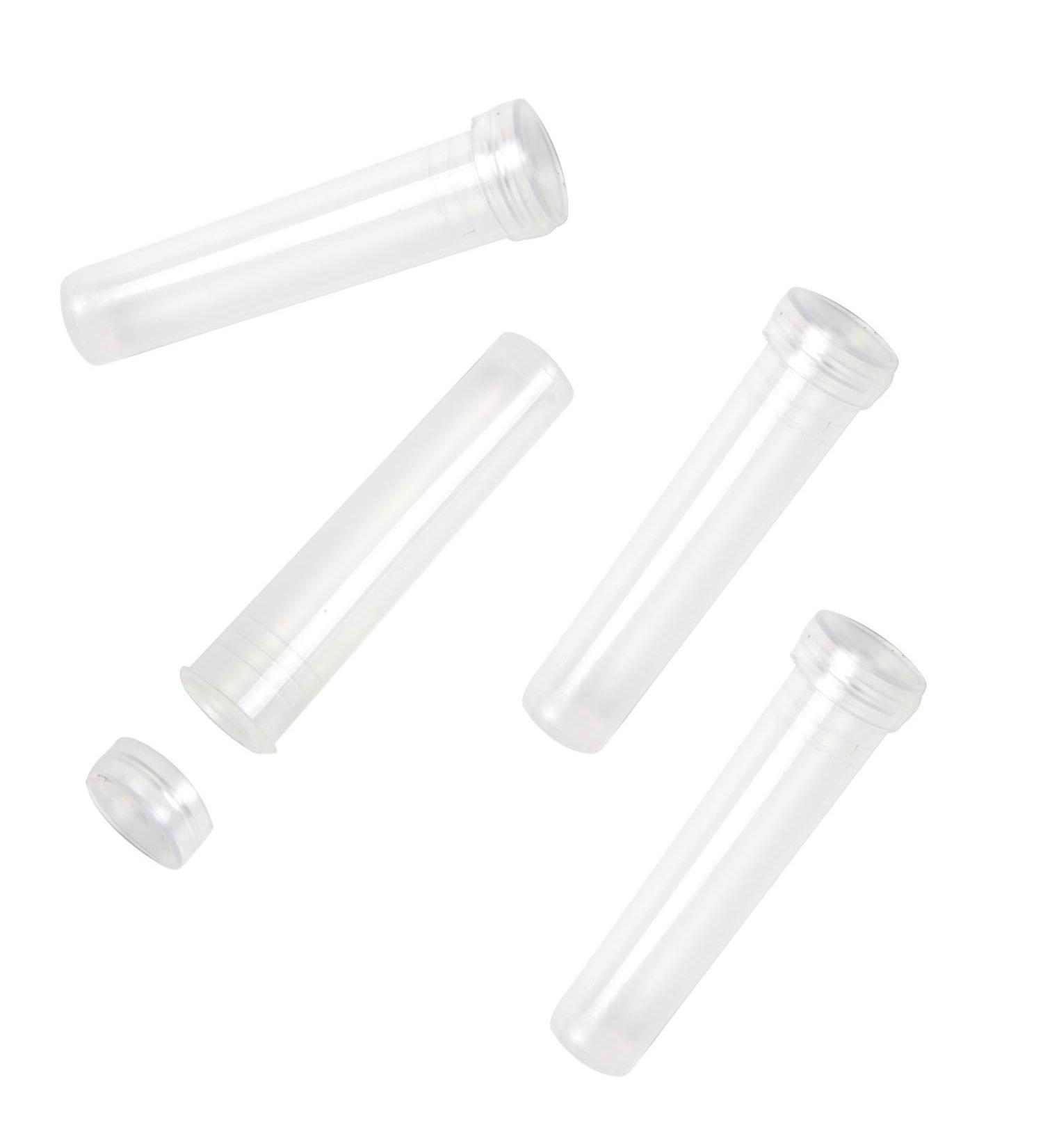 SBYURE 100 Pack Flower Water Tubes - Clear Plastic Floral Vials for Arrangements - 2-7/8 Inches - Transparent Caps - Bulk Pack - Buy Online on SooperMarket.com