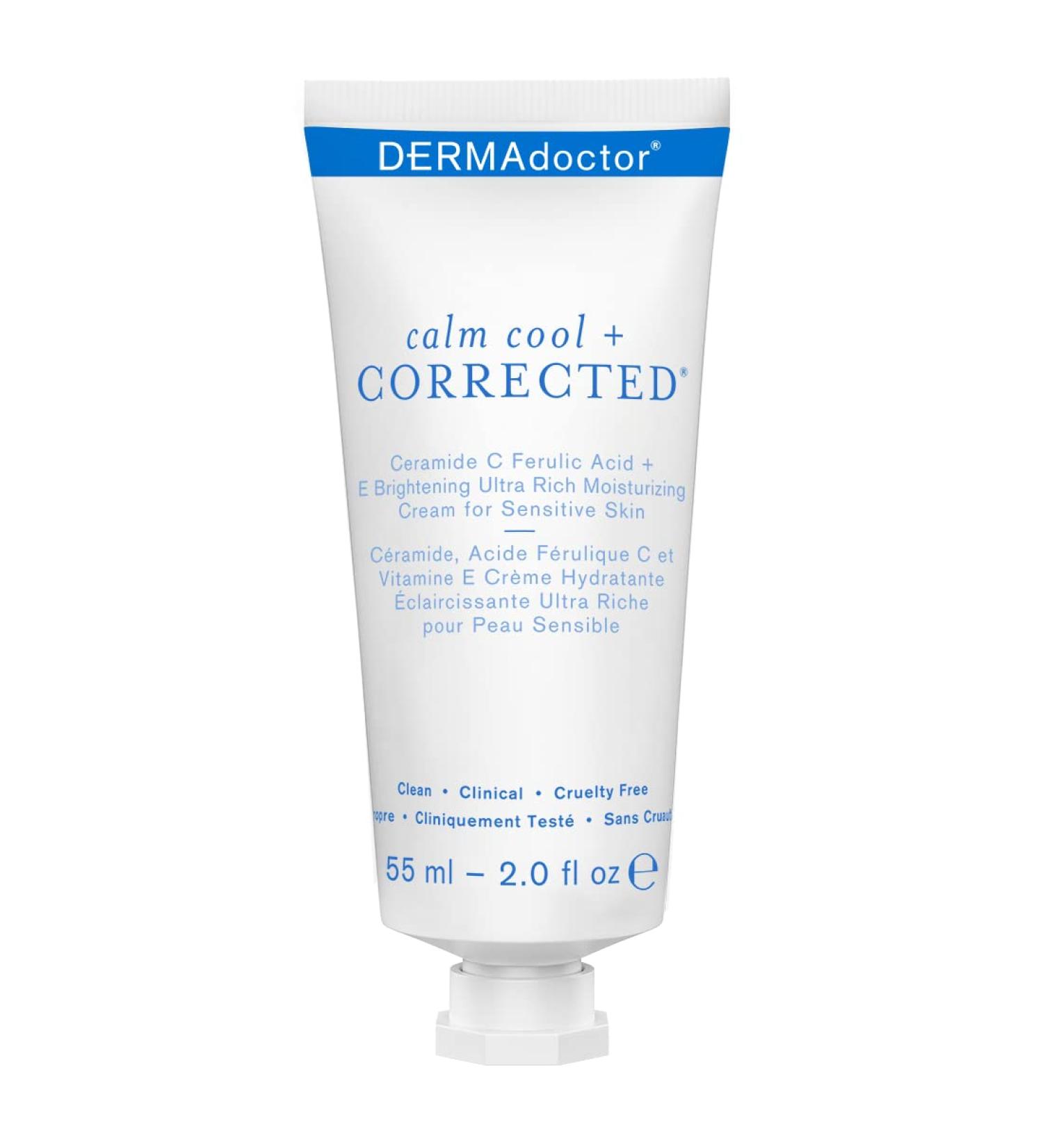 DERMAdoctor Calm Cool + Corrected Ceramide C Ferulic Acid + E Cream | Brightening Moisturizer for Sensitive Skin | 2.0 fl oz | Worldwide Shipping - Buy Online on SooperMarket.com