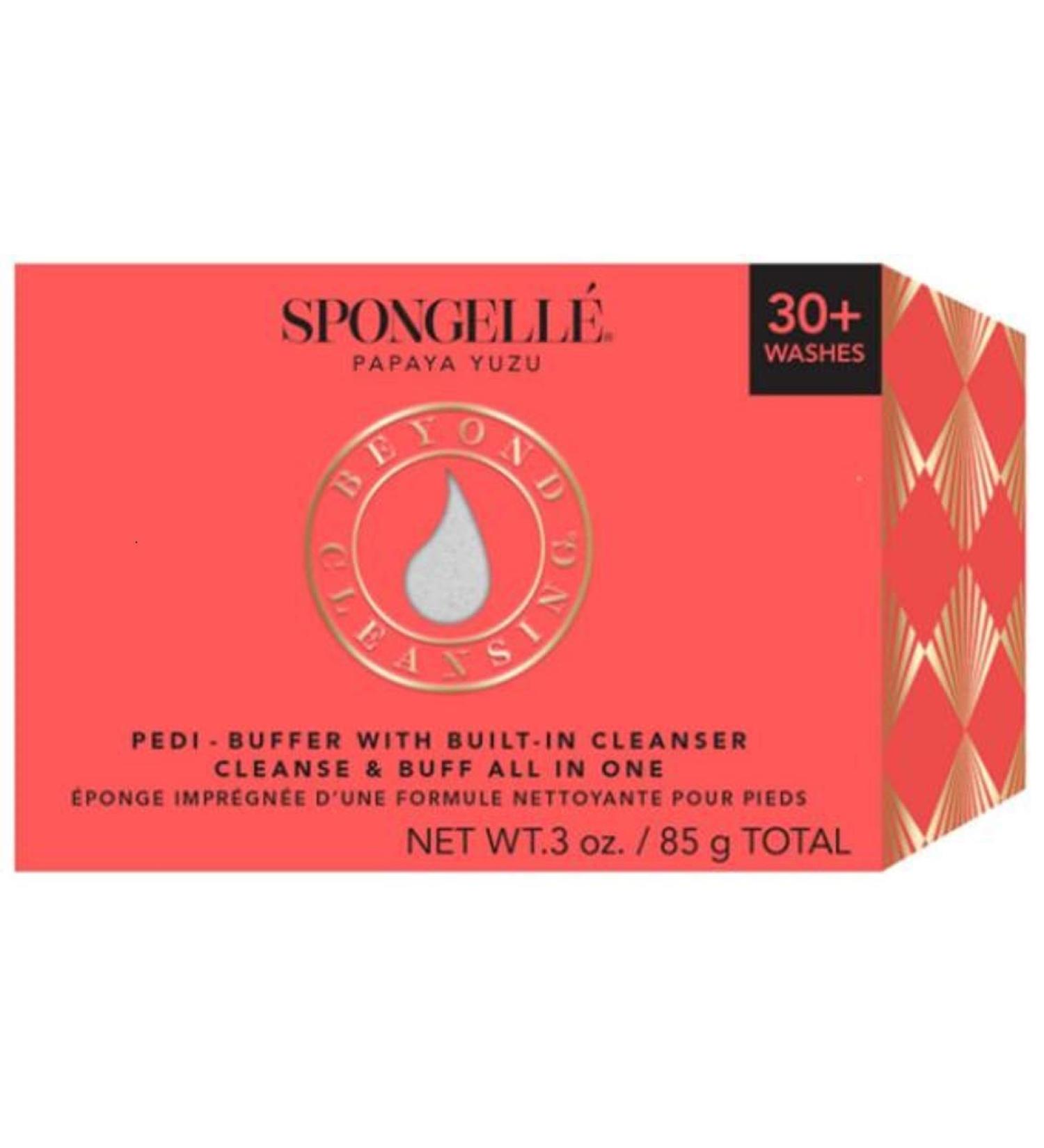 Spongell Pedi-Buffer - Cleanse Exfoliate & Polish Feet - Papaya Yuzu
