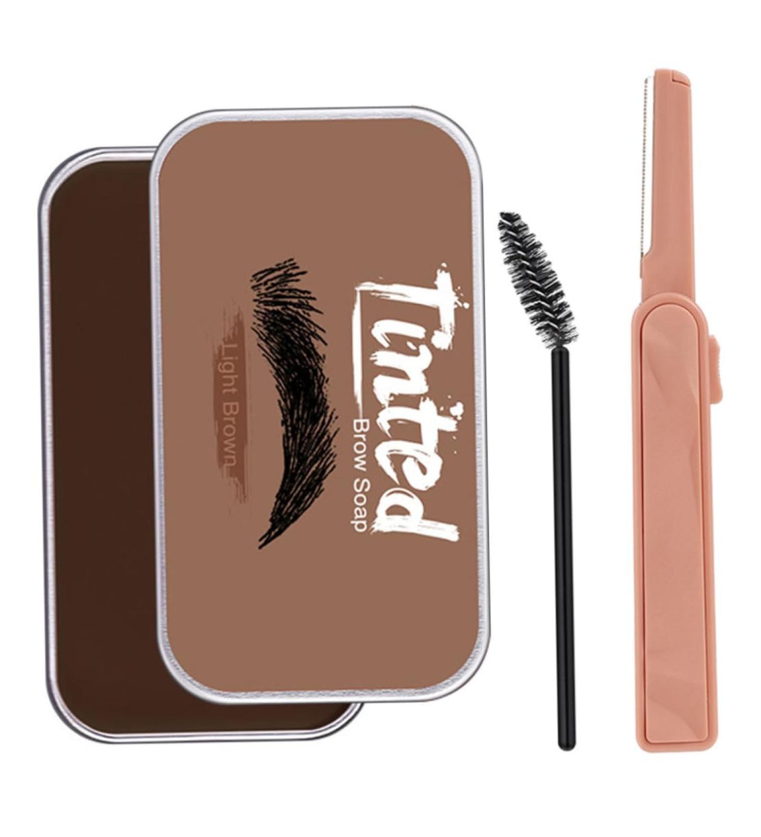 eyebrow shaping wax Eyebrow Soap Kit Long Lasting Eyebrow Styling Shaping Wax with Brow Trimmer Brush Brown - Buy Online on SooperMarket.com