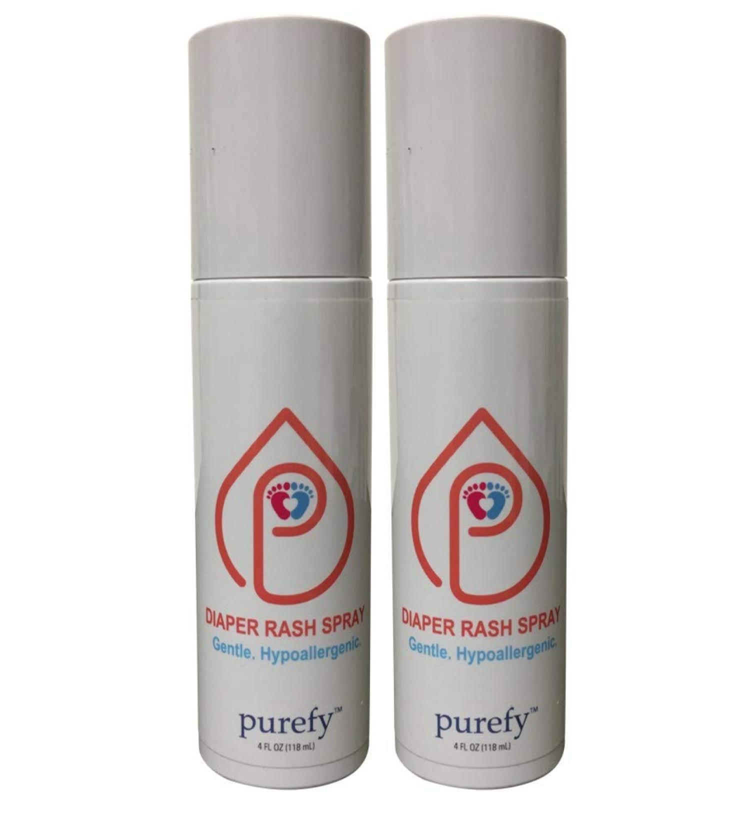 PUREFY Diaper Rash Spray (4oz 2pk) - Hypoallergenic, Zinc-Free, Alcohol-Free Solution for Sensitive Skin, Eliminate Diaper Odor, No Residue - 4 Ounce - Buy Online on SooperMarket.com