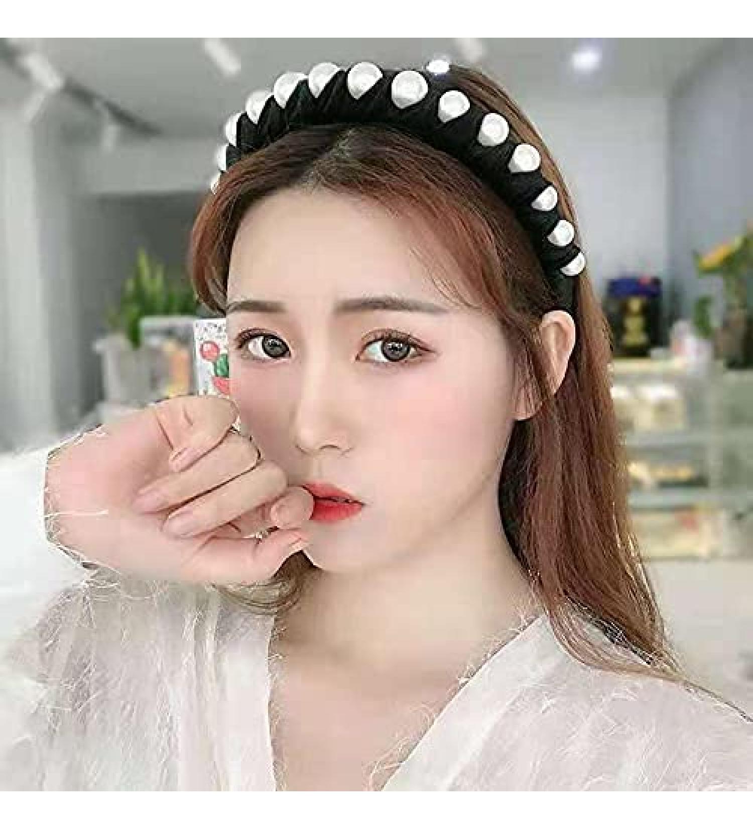 Black Velvet Pearl Headbands for Women - Wide Bandana Wrap with Hair Hoops - Buy Online on SooperMarket.com