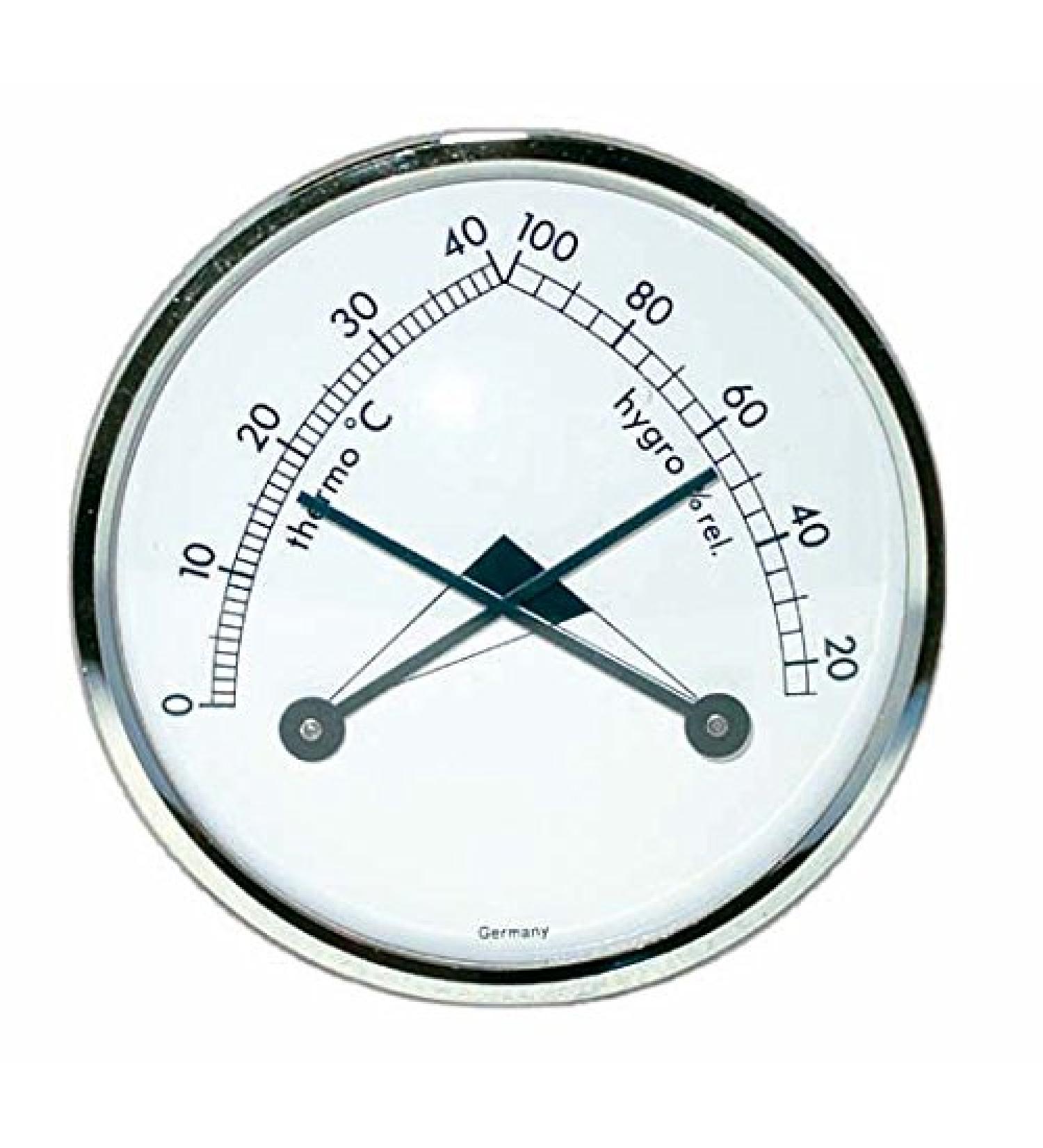Dragon - Thermo- and Hygrometer analog white round 70mm with silver ring