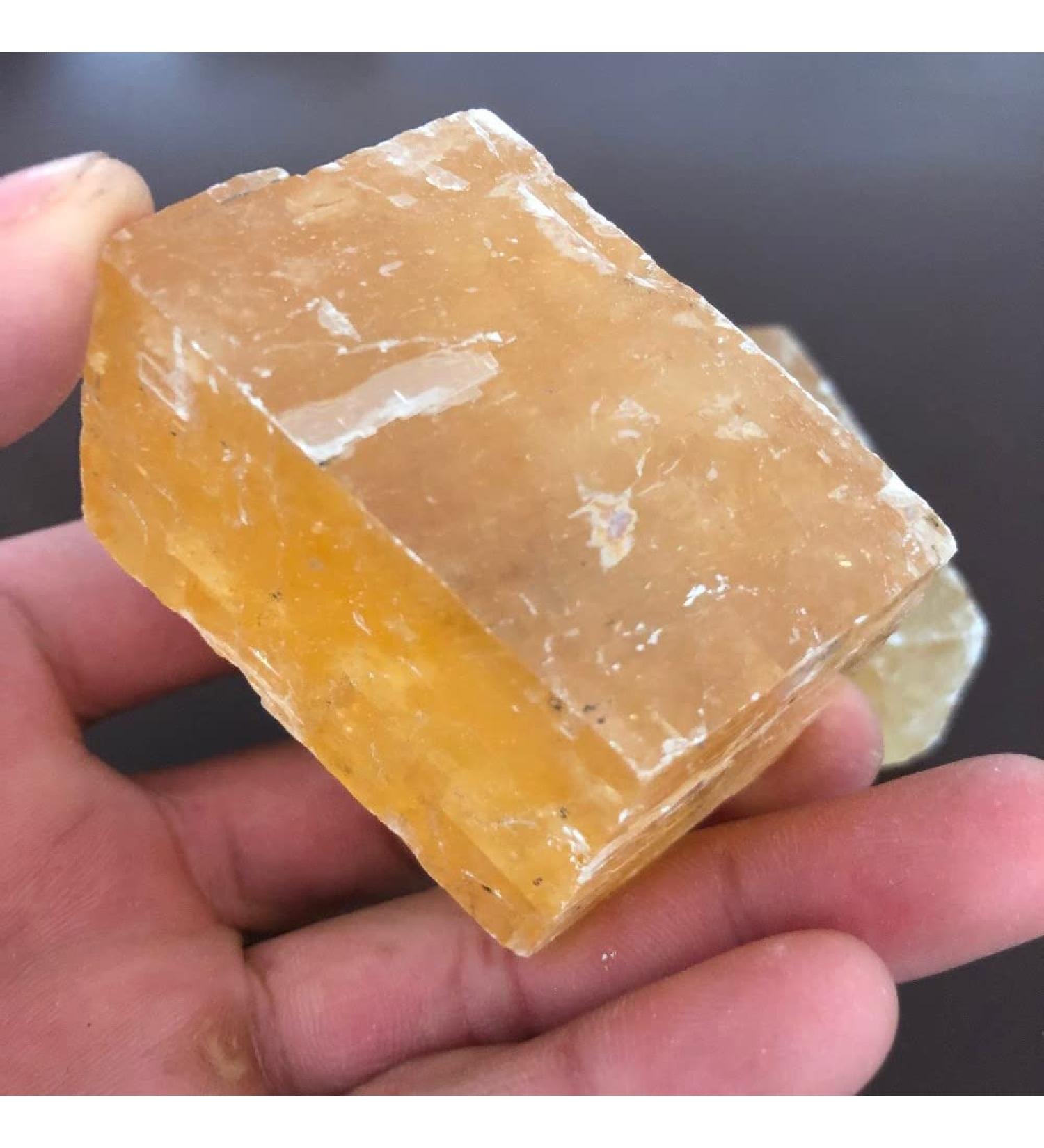 1pcs Crystal Stone Calcite Quartz Stone Rhombus Raw Specimen Natural Yellow calcspar Gemstone - Buy Online on SooperMarket.com