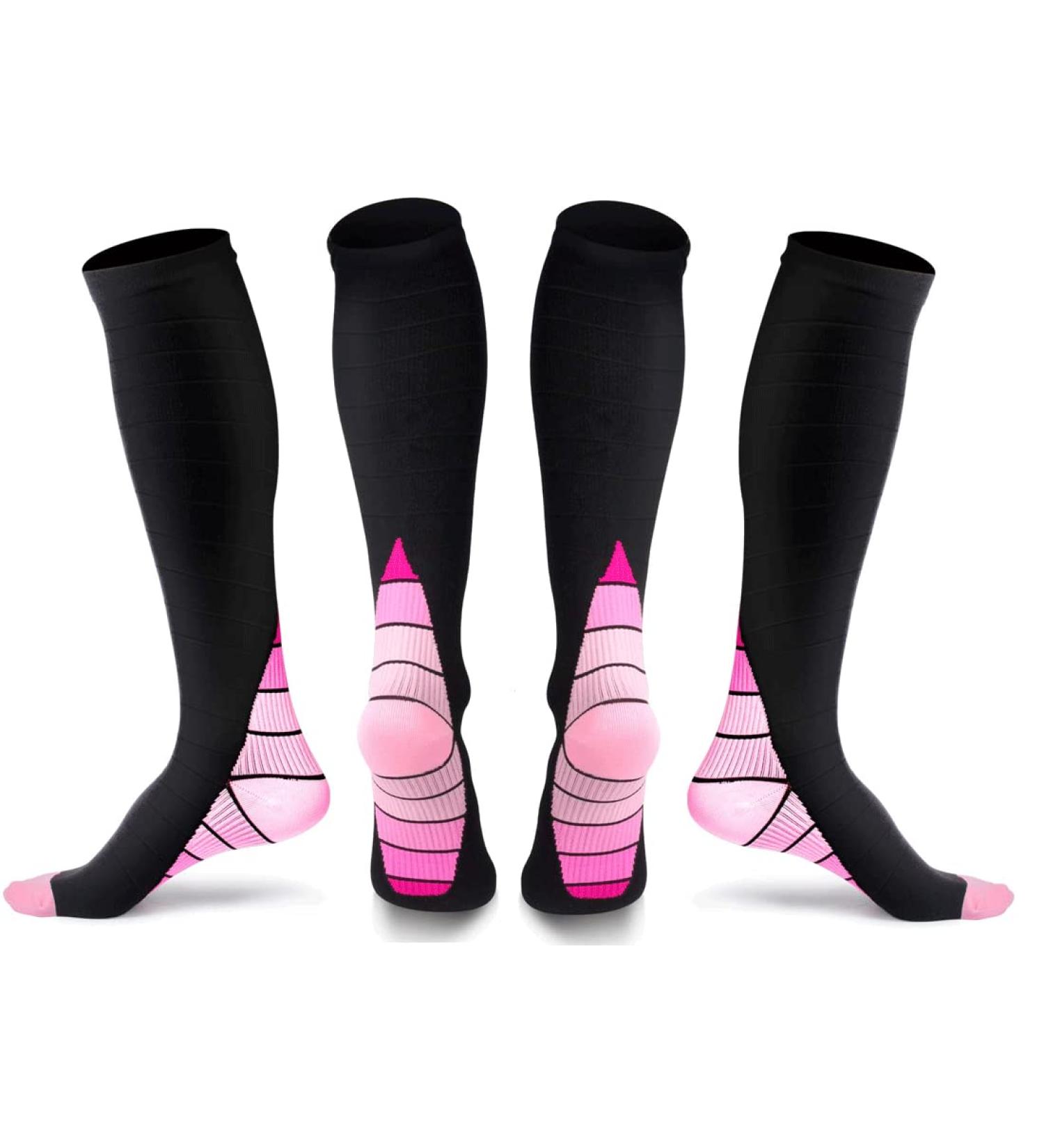 Miana Compression Socks (2 Pairs) for Women & Men - Blue L/XL, Pink - Ideal for Running, Flight, Sports & Travel - Buy Online on SooperMarket.com
