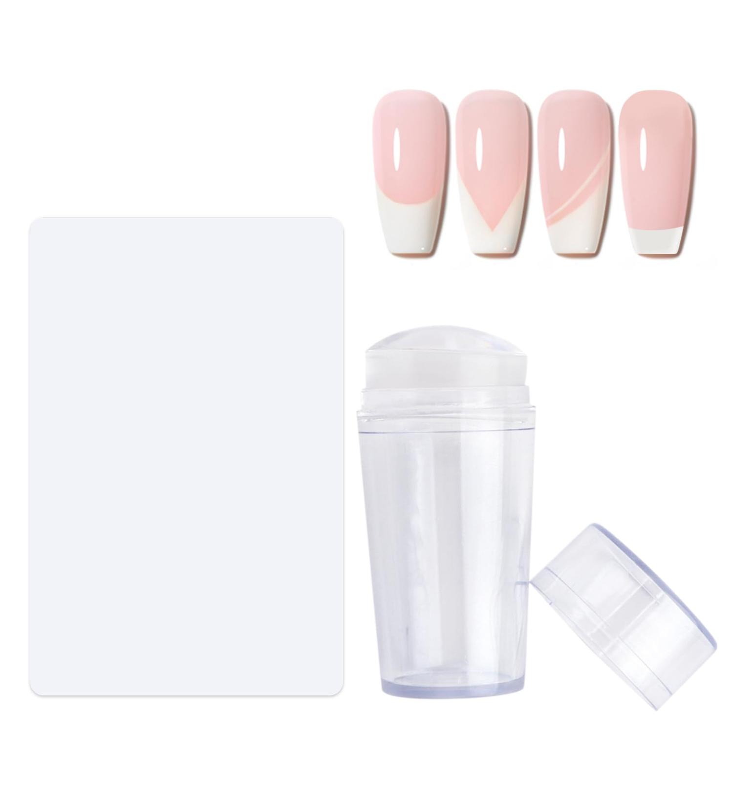 Stamping Transparent Nail Stamp kit Jelly French Stamper for Tip Nails with Scrapers 3D Nail Sticker Curve Stripes Nail Art Tools for French Manicure Home DIY Nail Salon (Single head) - Buy Online on SooperMarket.com