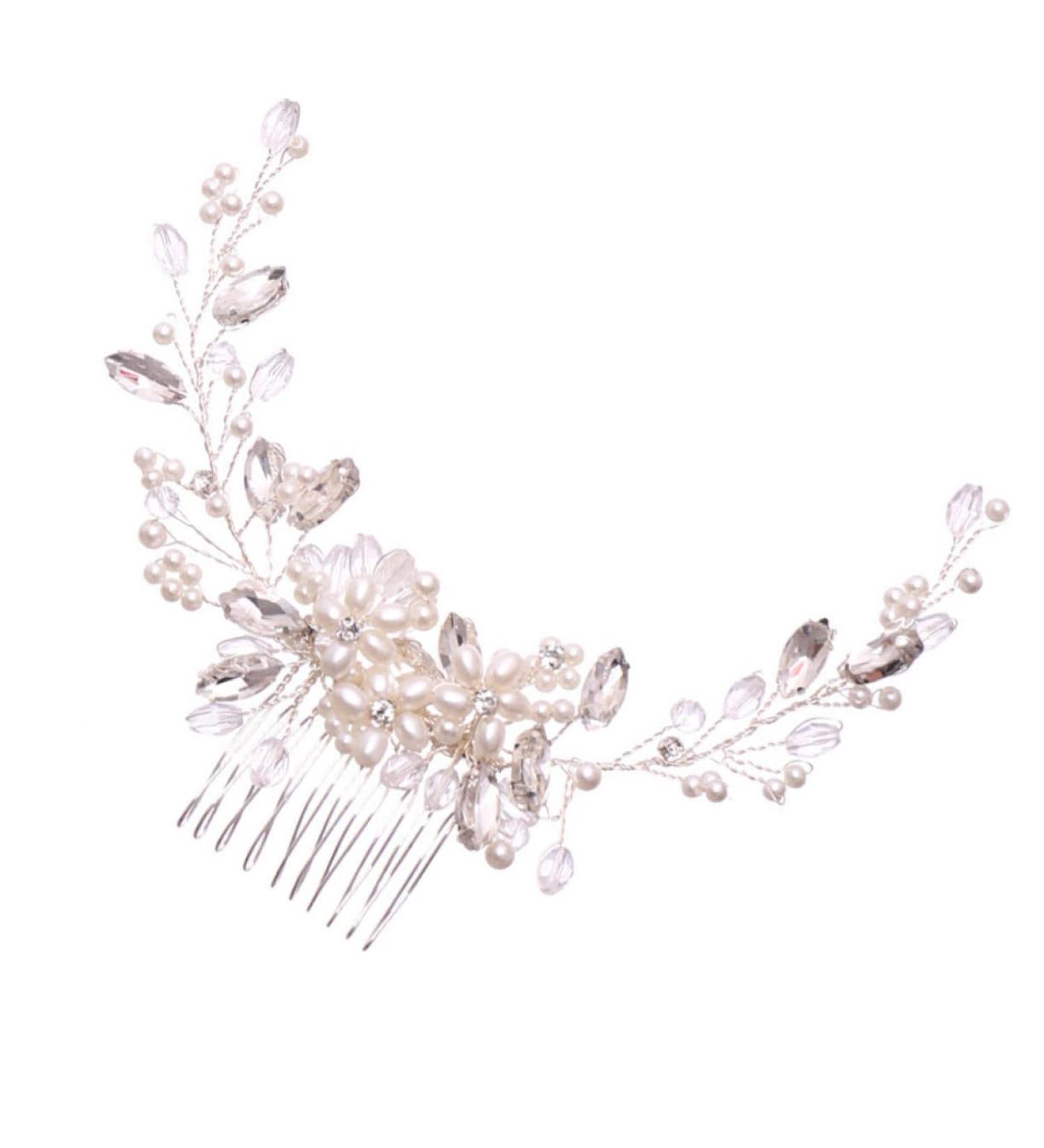 Mikinona Pearl Comb Wedding Hairpin Hair Side Comb Comb Hairpin Comb Bride Headdress Bride Hair Comb Bridal Headdress Wedding Hair Accessories Pearl Hair Pin Rhinestone Hairpins - Buy Online on SooperMarket.com