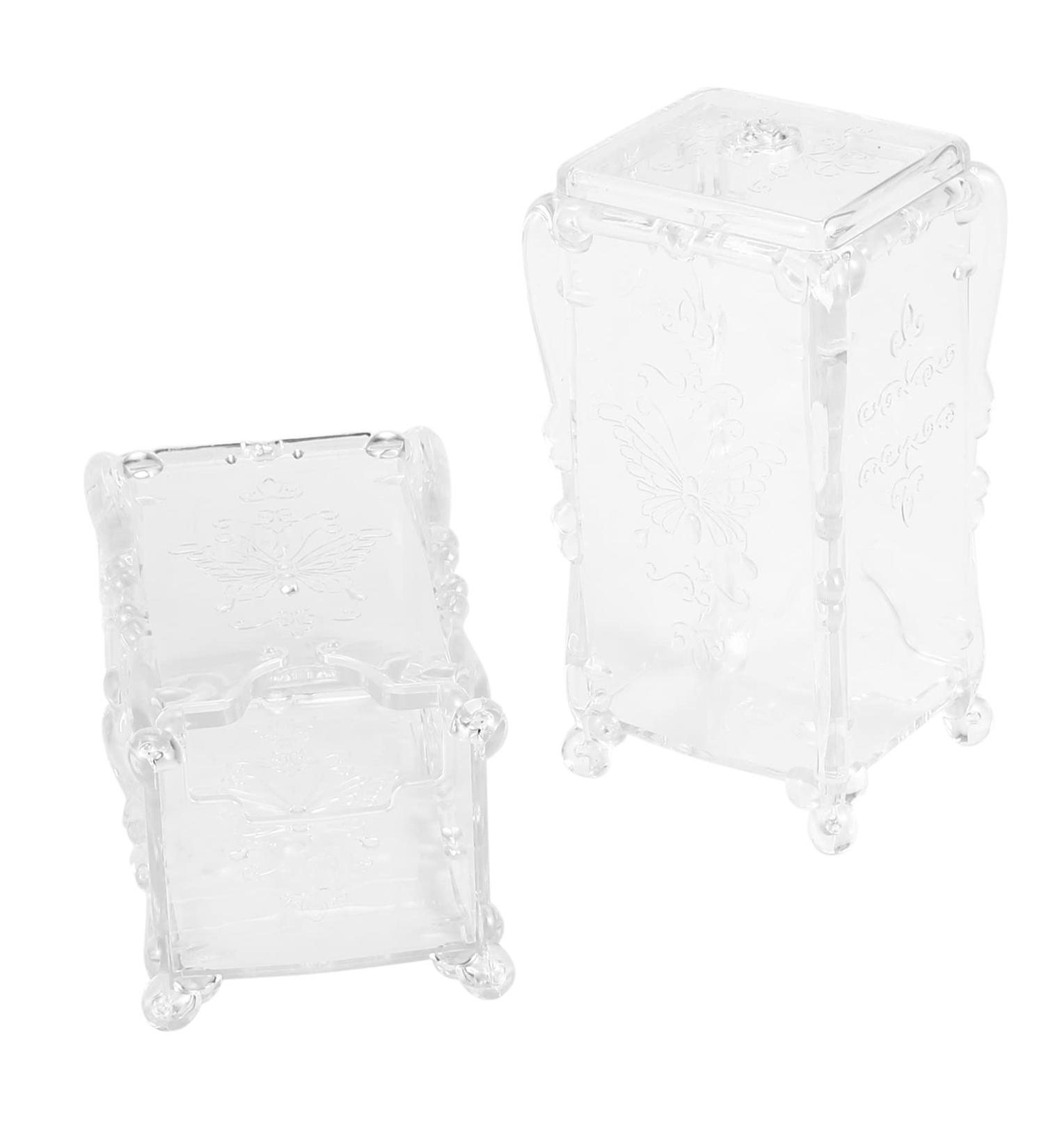 Lizusidtsy 2Pcs Makeup Cotton Pad Organizer Butterfly Fancy Storage Box for Nail Art Wipe Cotton Makeup Tools Transparent White - Buy Online on SooperMarket.com