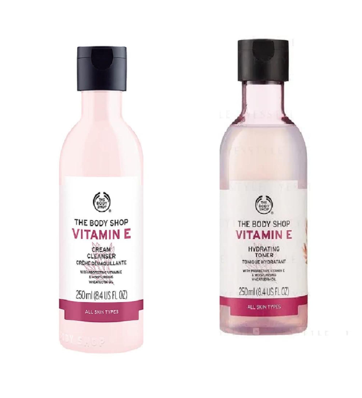 The Body Shop Vitamin E Hydrating Toner 250ml Cream Cleanser 250ml moisturising - Buy Online on SooperMarket.com