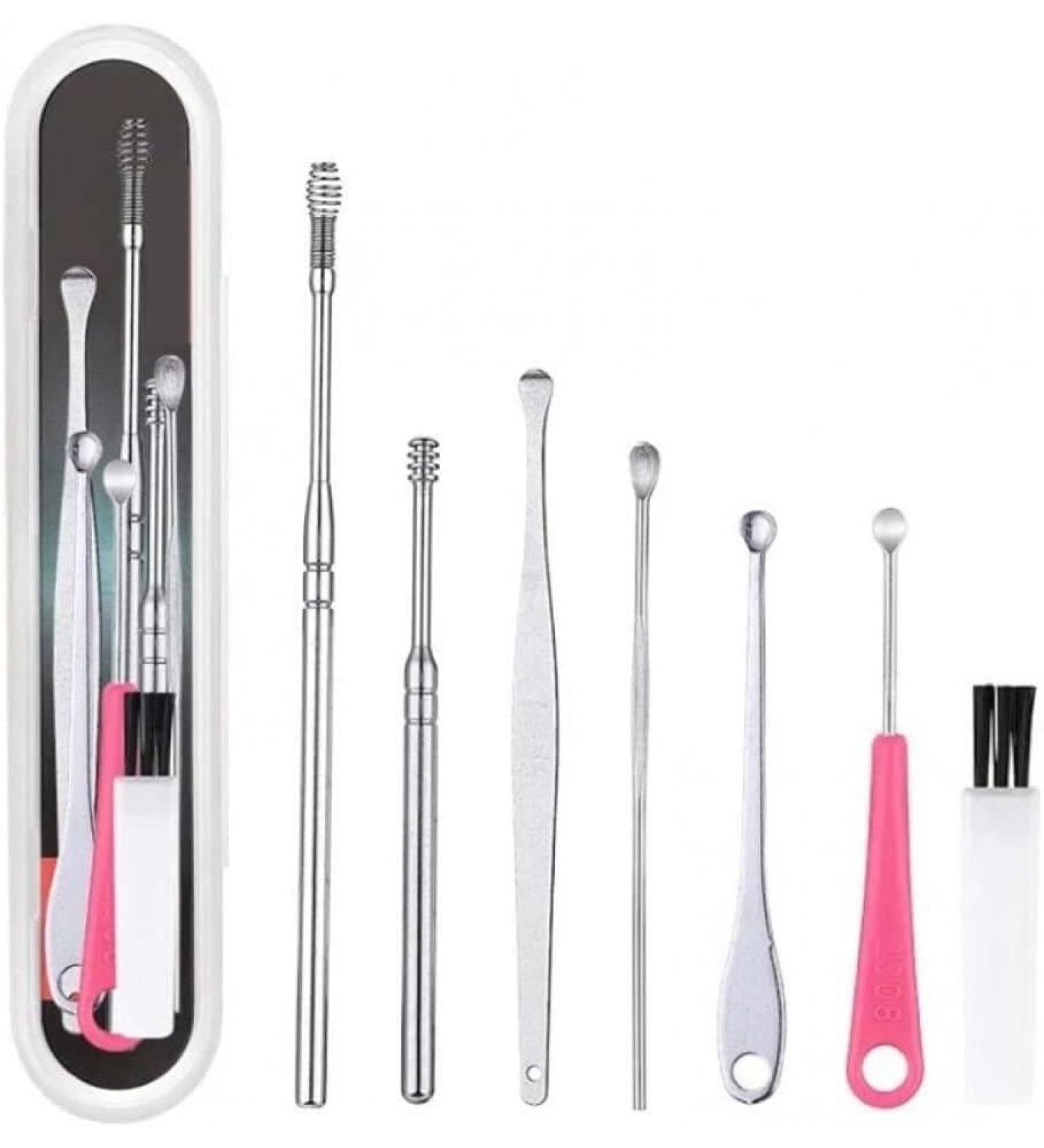 Stainless Steel Earwax Remover Kit - 7 Piece Set for Ear Cleaning and Wax Removal - Buy Online on SooperMarket.com