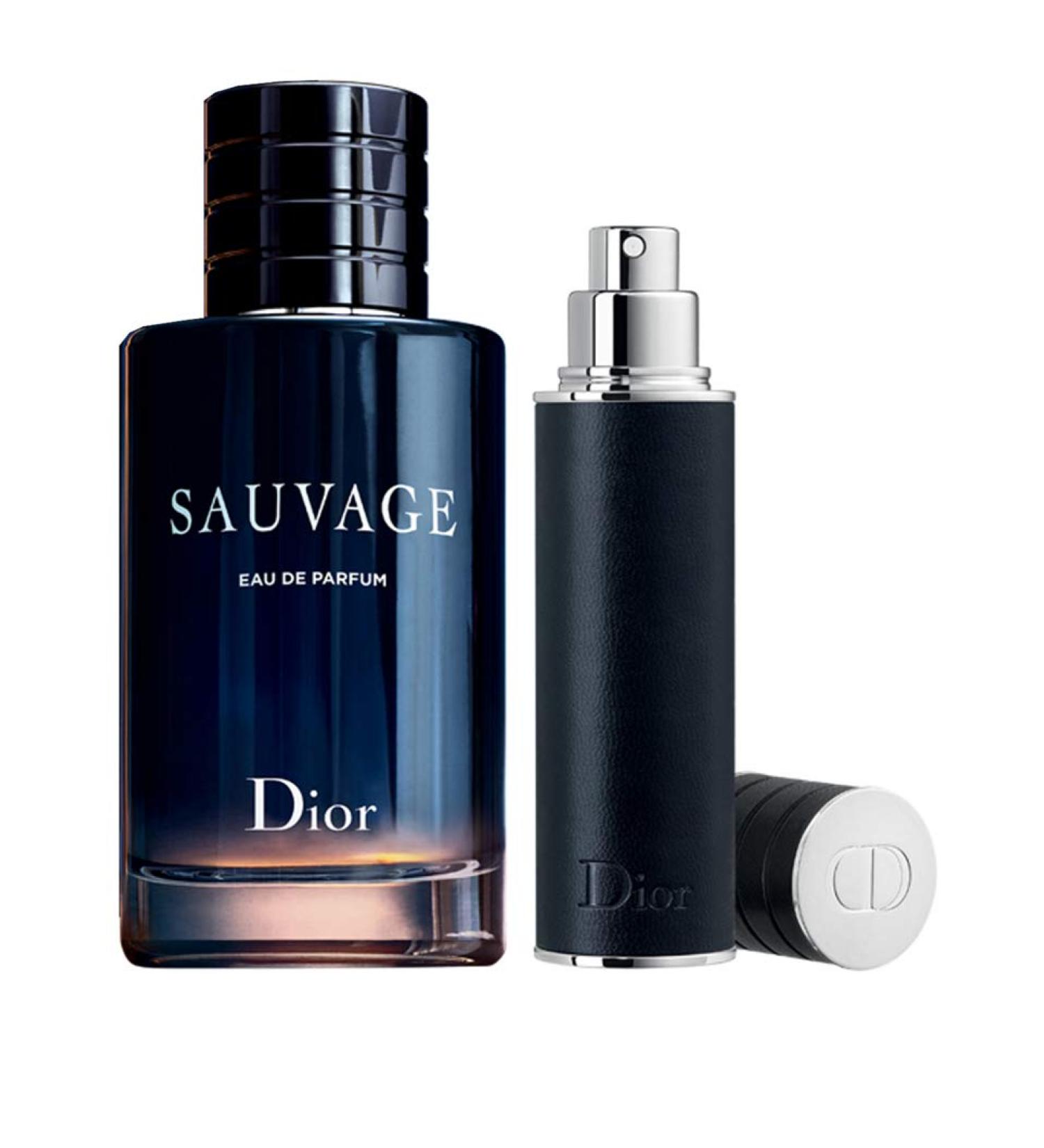 Christian Dior Sauvage For Men 2 Piece Set (3.4 Oz Eau De Parfum Spray / 0.34 Oz Eau De Parfum Spray /10 Ml Mini)