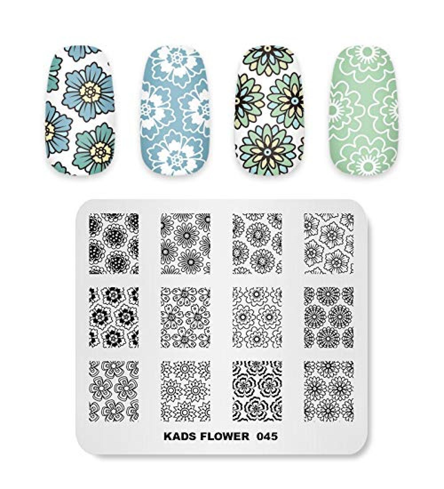Alexnailart Nail Stamping Printing Plate Template Image Plate Stamper Scraper Flower Pattern Nail Art Decoration DIY Print Manicure Design FL045 - Buy Online on SooperMarket.com