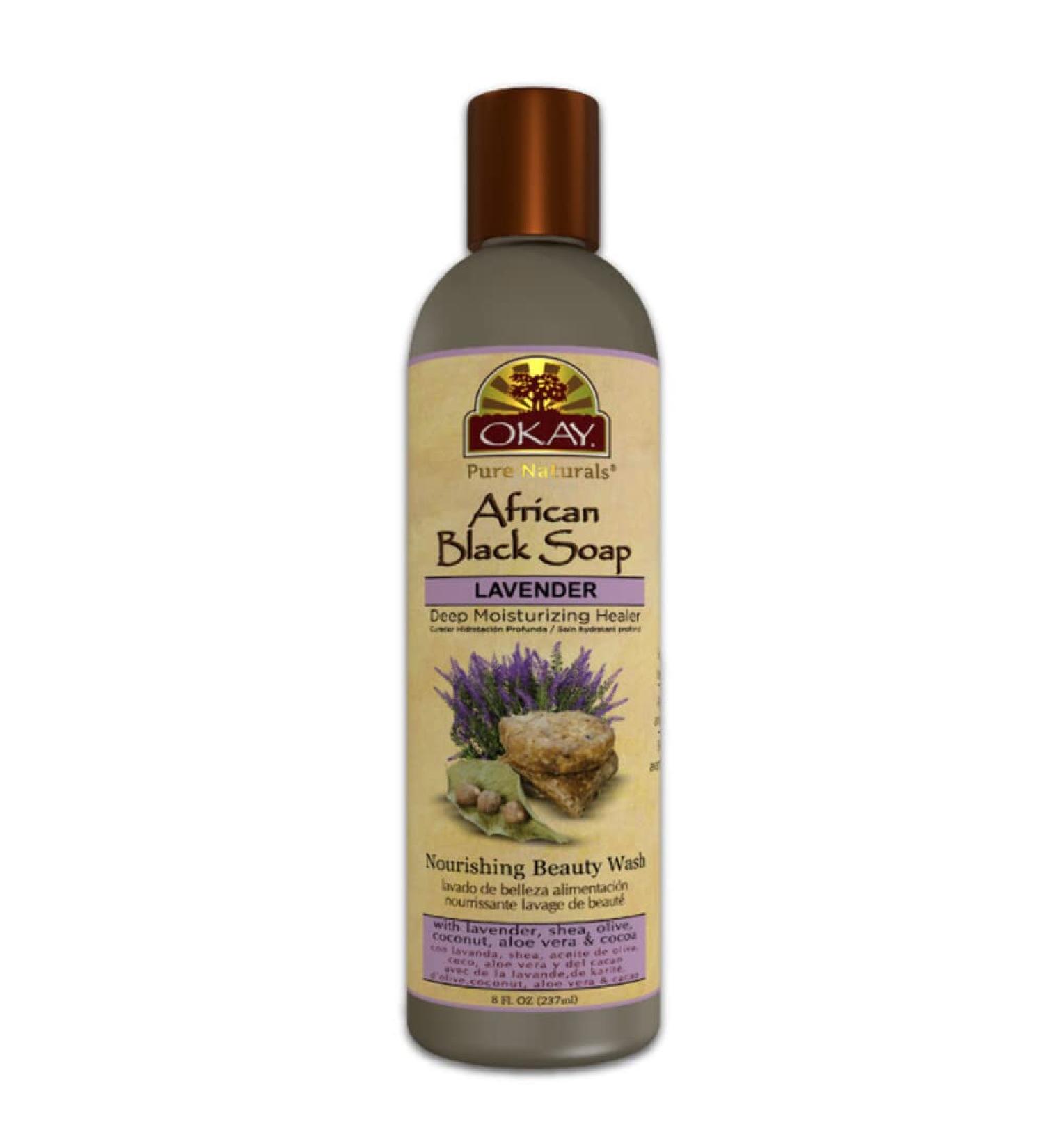 Okay African Black Soap Liquid - Silver & Lavender | 8 Fl Oz - Natural Skincare - Buy Online on SooperMarket.com