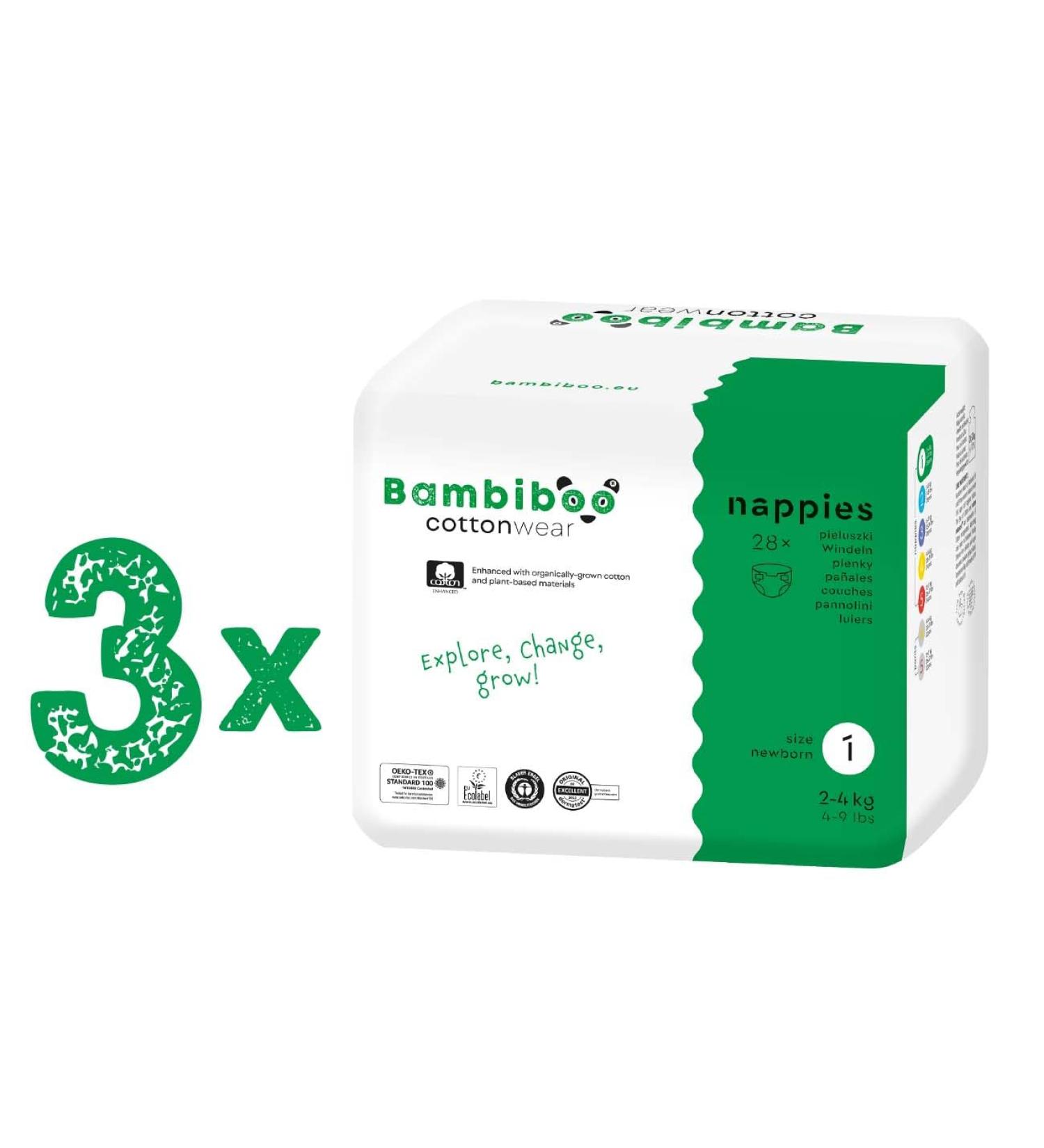 Bambibo Baby Diapers Size 1 (2-4kg) - Organic Cotton Disposable Diapers with Umbilical Neckline 84 Pieces - International Shipping Available - Buy Online on SooperMarket.com