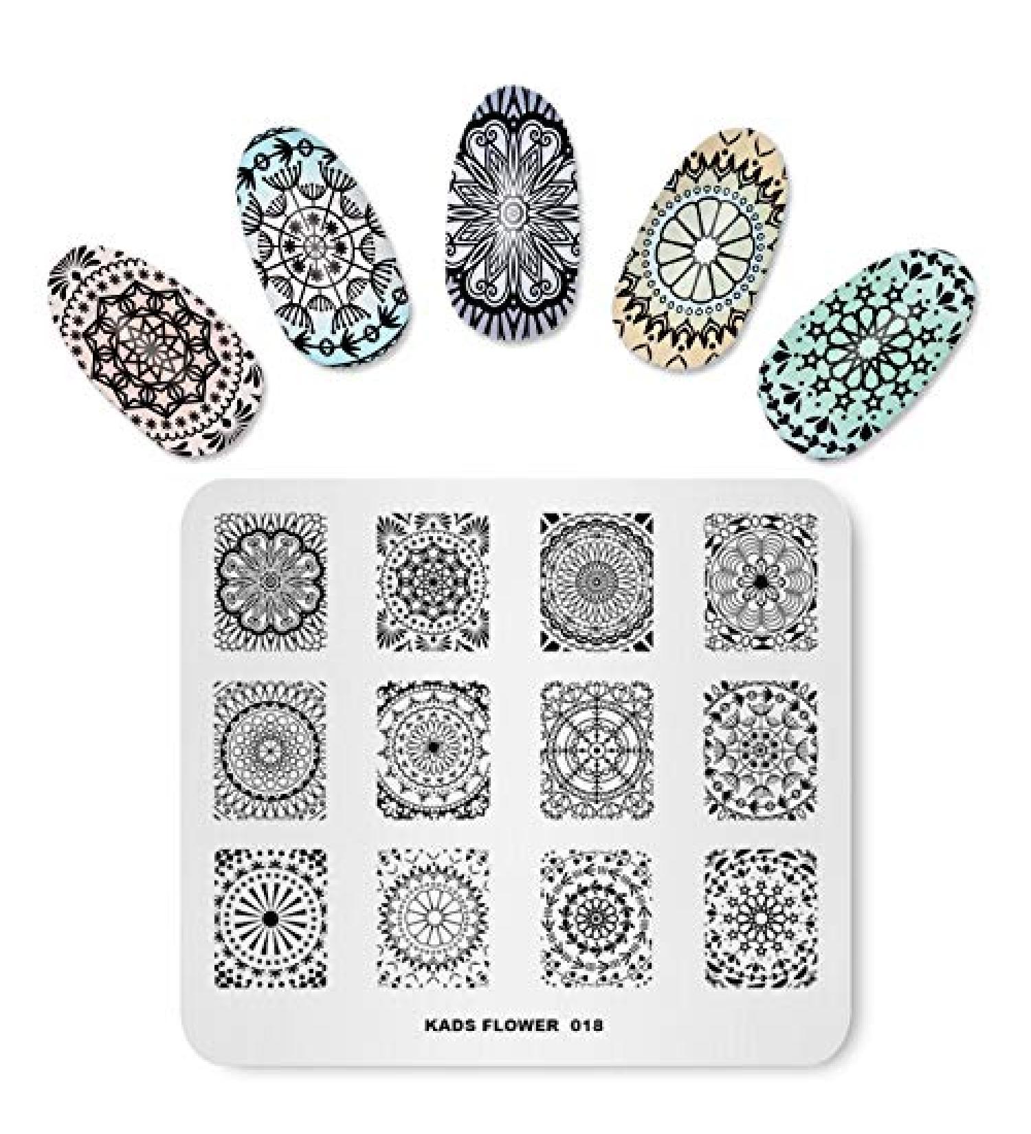 Alexnailart Nail Art Stamping Plate Flowers Kaleidoscope Template Image Plate Nail Art Tools (FL018) - Buy Online on SooperMarket.com