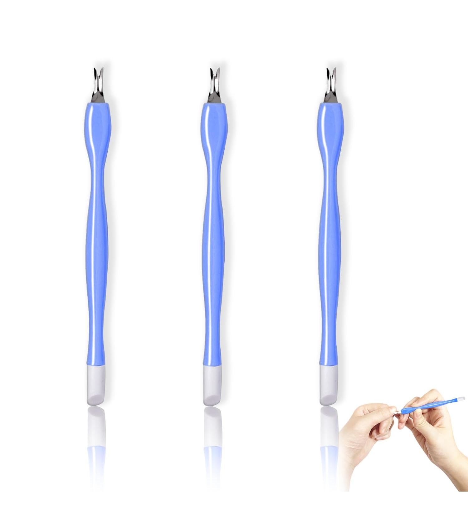 3-Piece V-Shaped Cuticle Trimmer & Pusher Set for Nail Care - Blue - Buy Online on SooperMarket.com