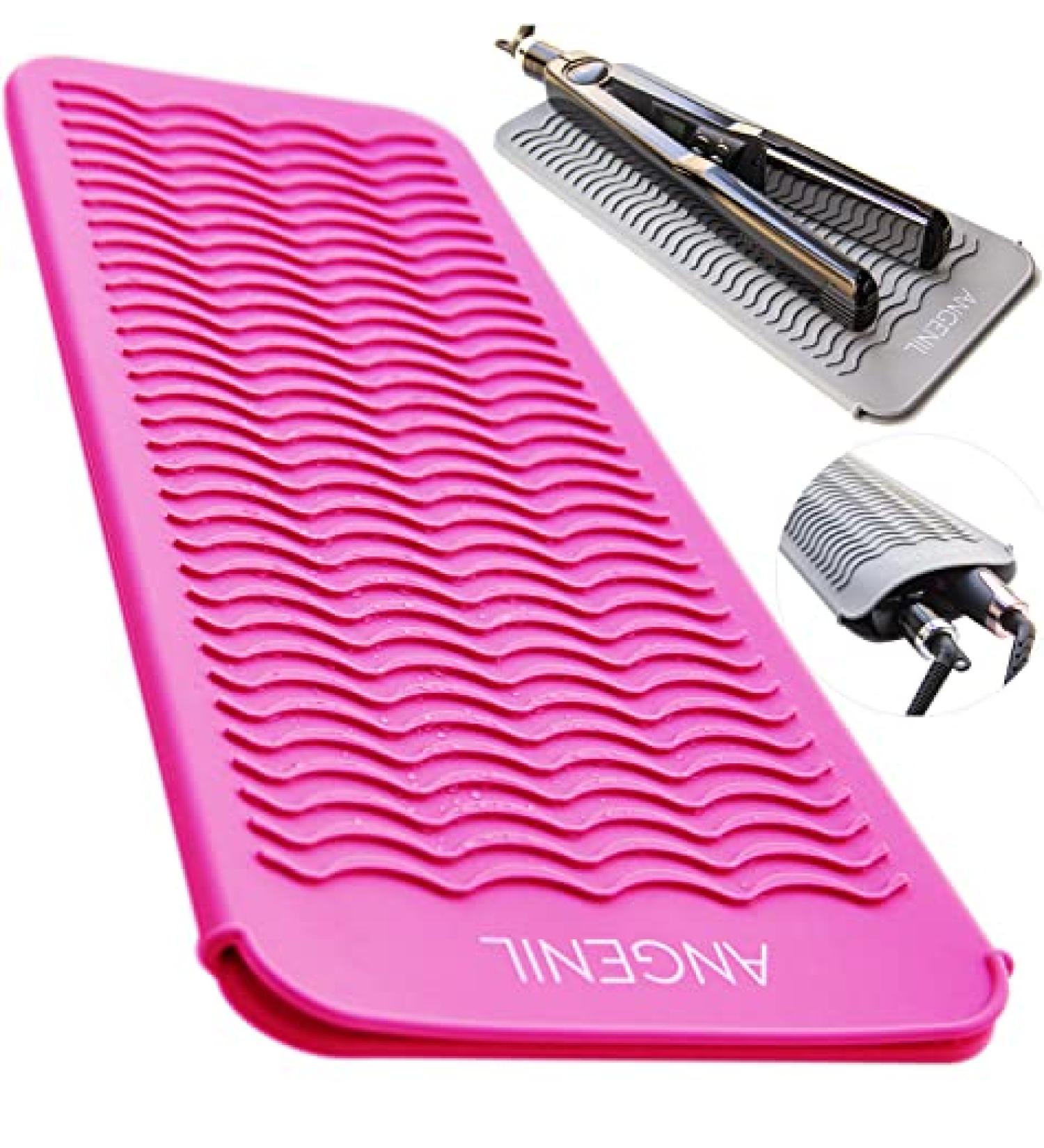 ANGENIL Silicone Mat Pouch for Professional Hair Straightener/Curling Iron 2 in 1 Titanium Ceramic Flat Iron/Curling Wand Pink - Buy Online on SooperMarket.com