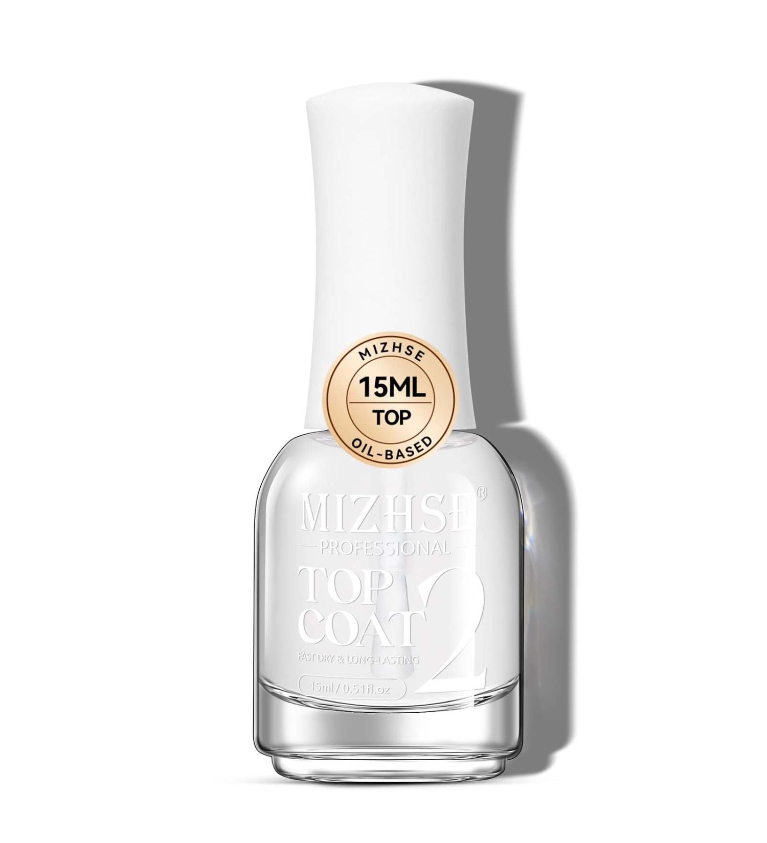 MIZHSE Clear Top Coat Nail Polish - Quick Dry Non-Gel High Shine Glossy Finish for DIY Manicure - 0.5 fl oz (15 ml) - Perfect for Home Use - Buy Online on SooperMarket.com