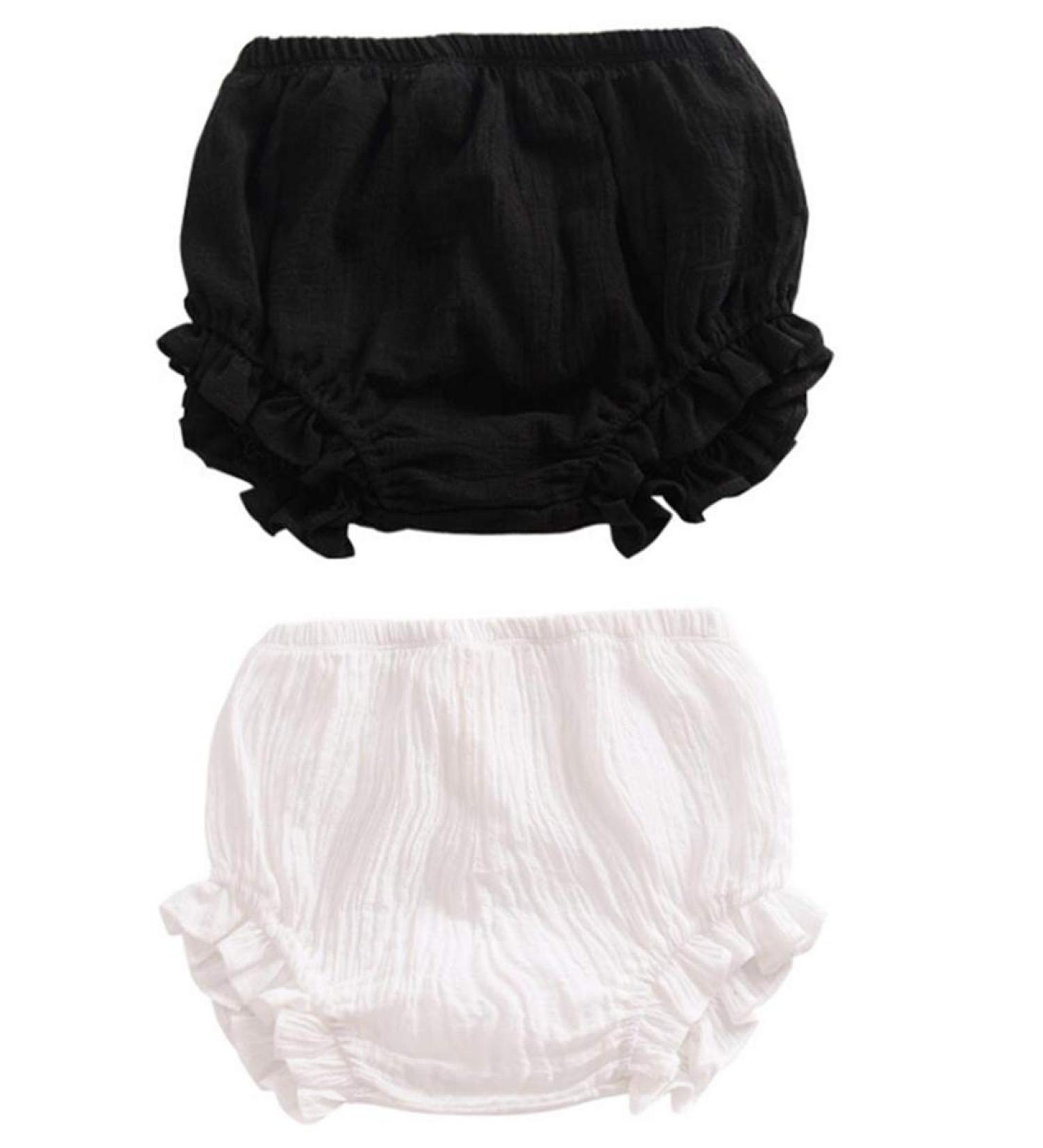 AYIYO Unisex Toddler Diaper Cover - Linen Bloomer Shorts 2Pcs for Newborn Boys Girls 2-3 Years - Black+White - Buy Online on SooperMarket.com