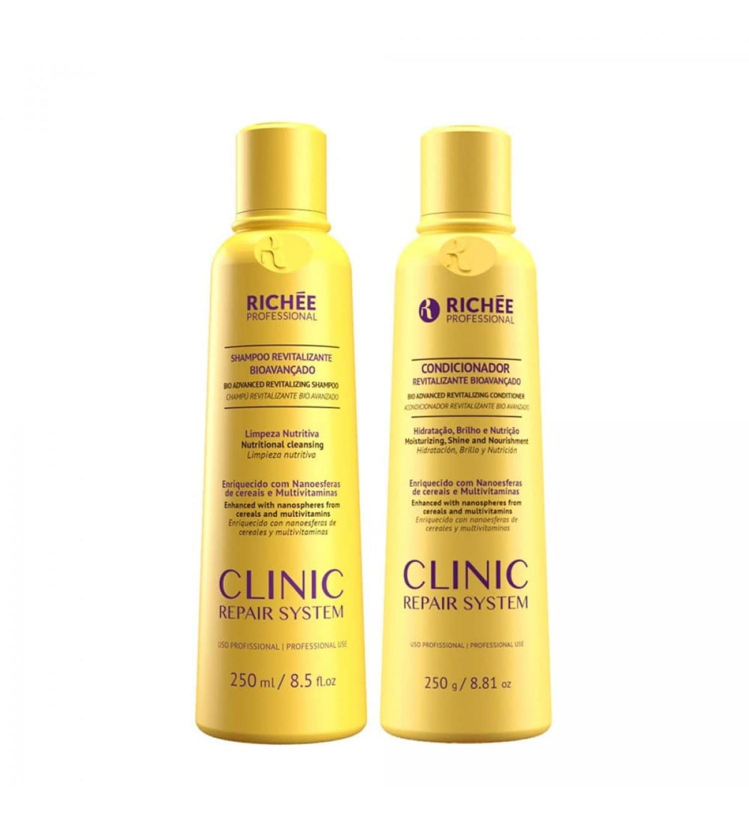 Rich e Professional | Clinic Repair System Home Care Kit | Shampoo And Conditioner | (2x) 250 ml / 8.45 fl.oz. Clinic (2x250ml)