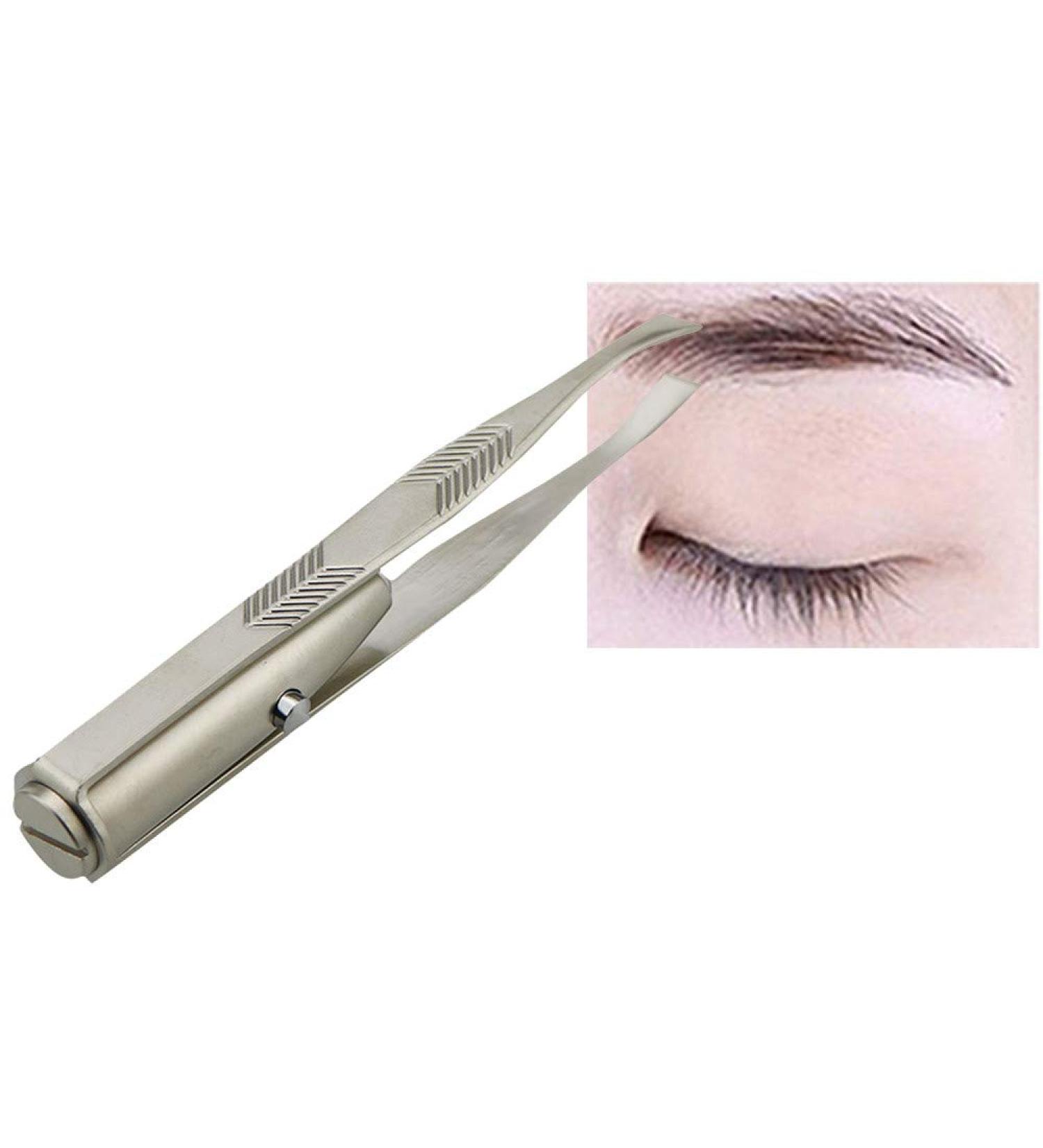 Premium LED Eyebrow Tweezers - Stainless Steel Hair Remover Tools with 3 Button Batteries - Perfect for Flawless Brows - Buy Online on SooperMarket.com