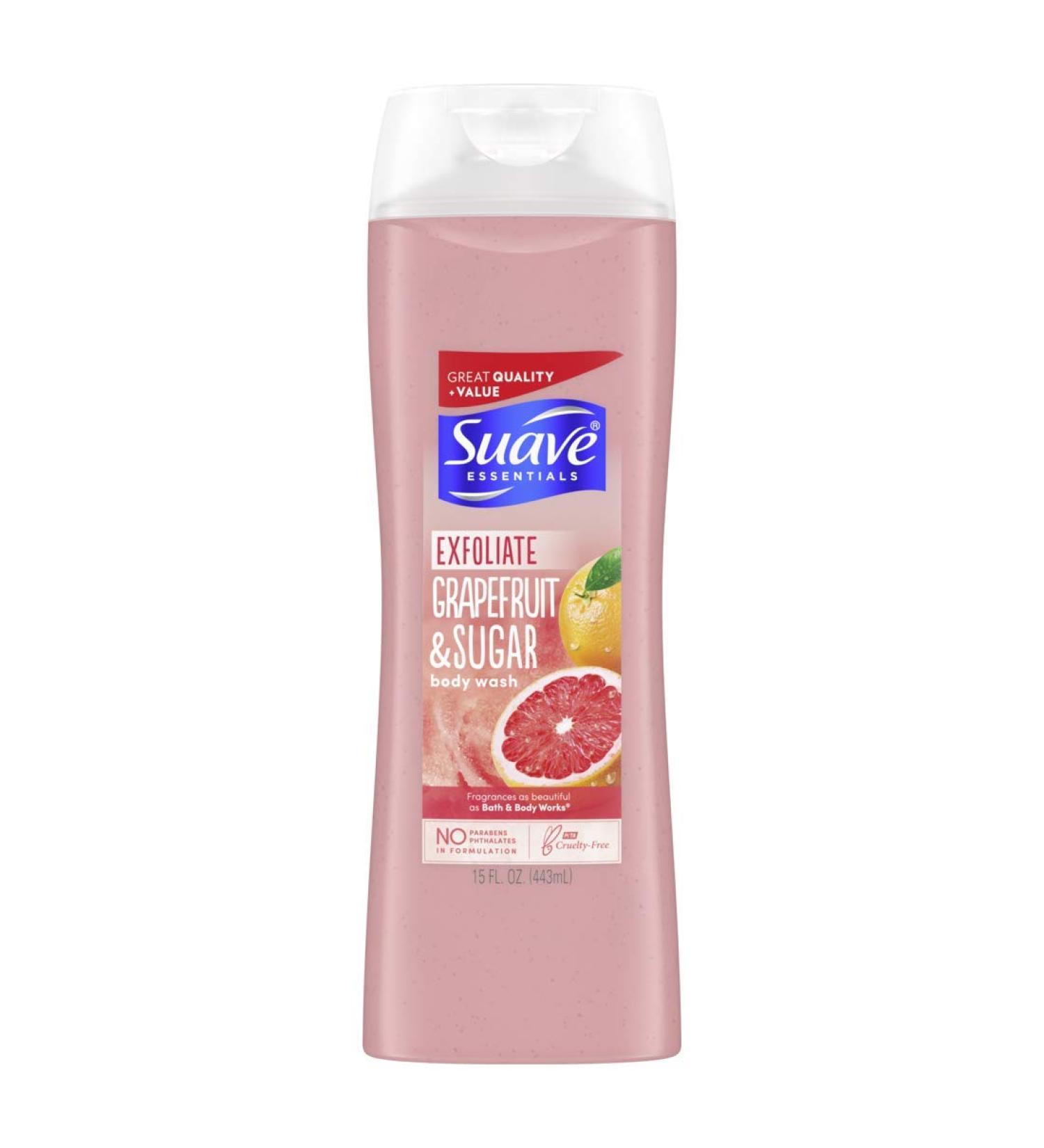 Suave Essentials Grapefruit Sugar Body Wash for Women - Gentle Exfoliation, Paraben-Free, Cruelty-Free - 15 oz - Buy Online on SooperMarket.com