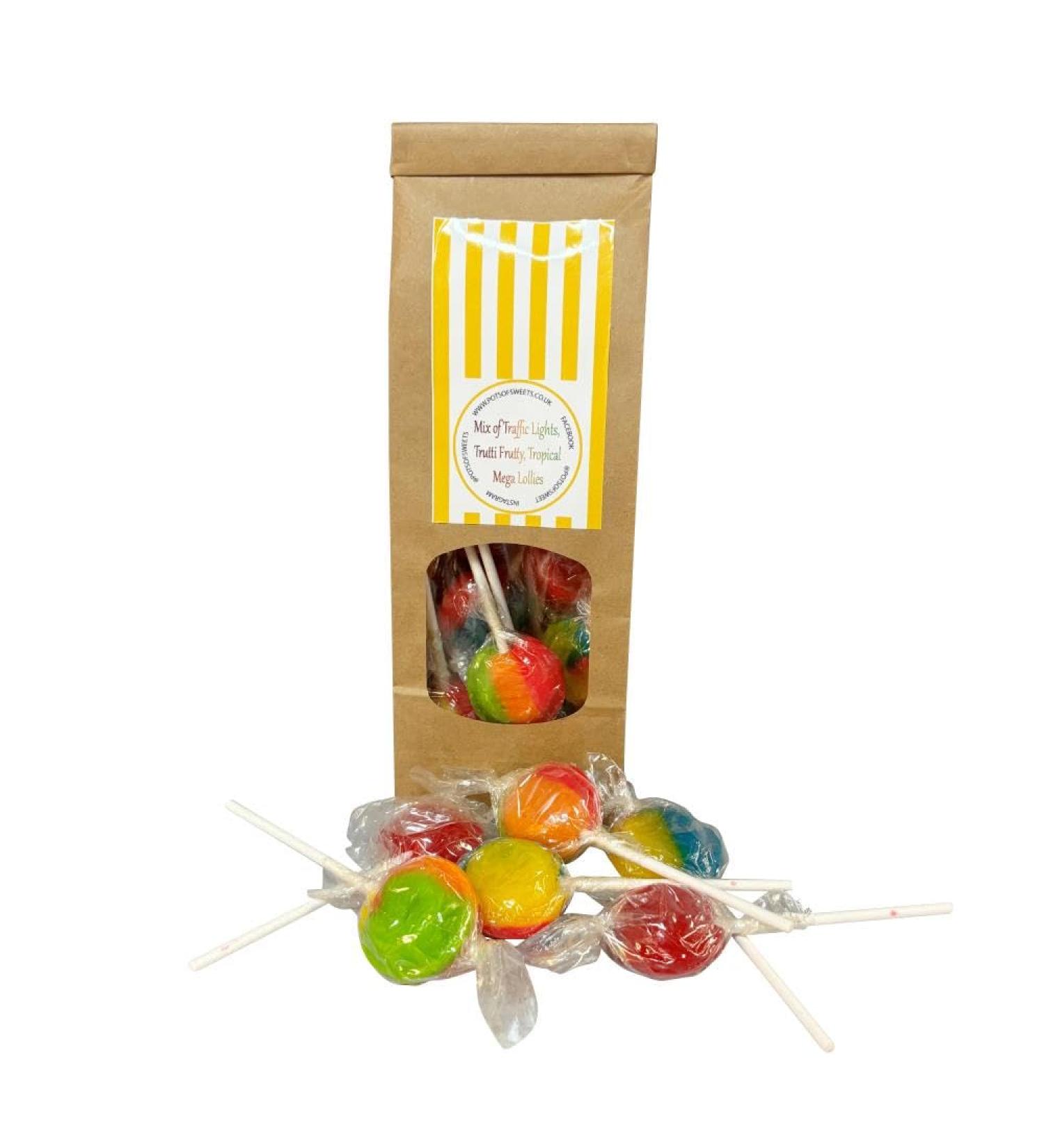 Bag of 9 Mix Mega Lollies Tropical Traffic Lights and Tutti Fruity 3 of each - Buy Online on SooperMarket.com