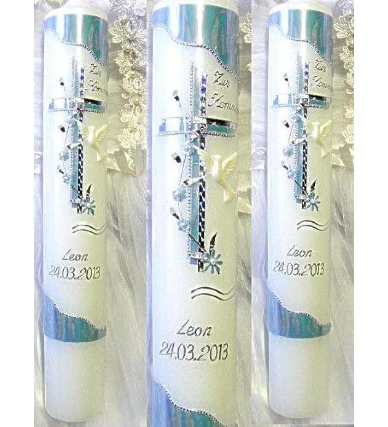 Buy Lusine VT-34 Baptism & Communion Candles for Boys & Girls | 400/40 mm with Labeling Accessories - International Shipping - Buy Online on SooperMarket.com