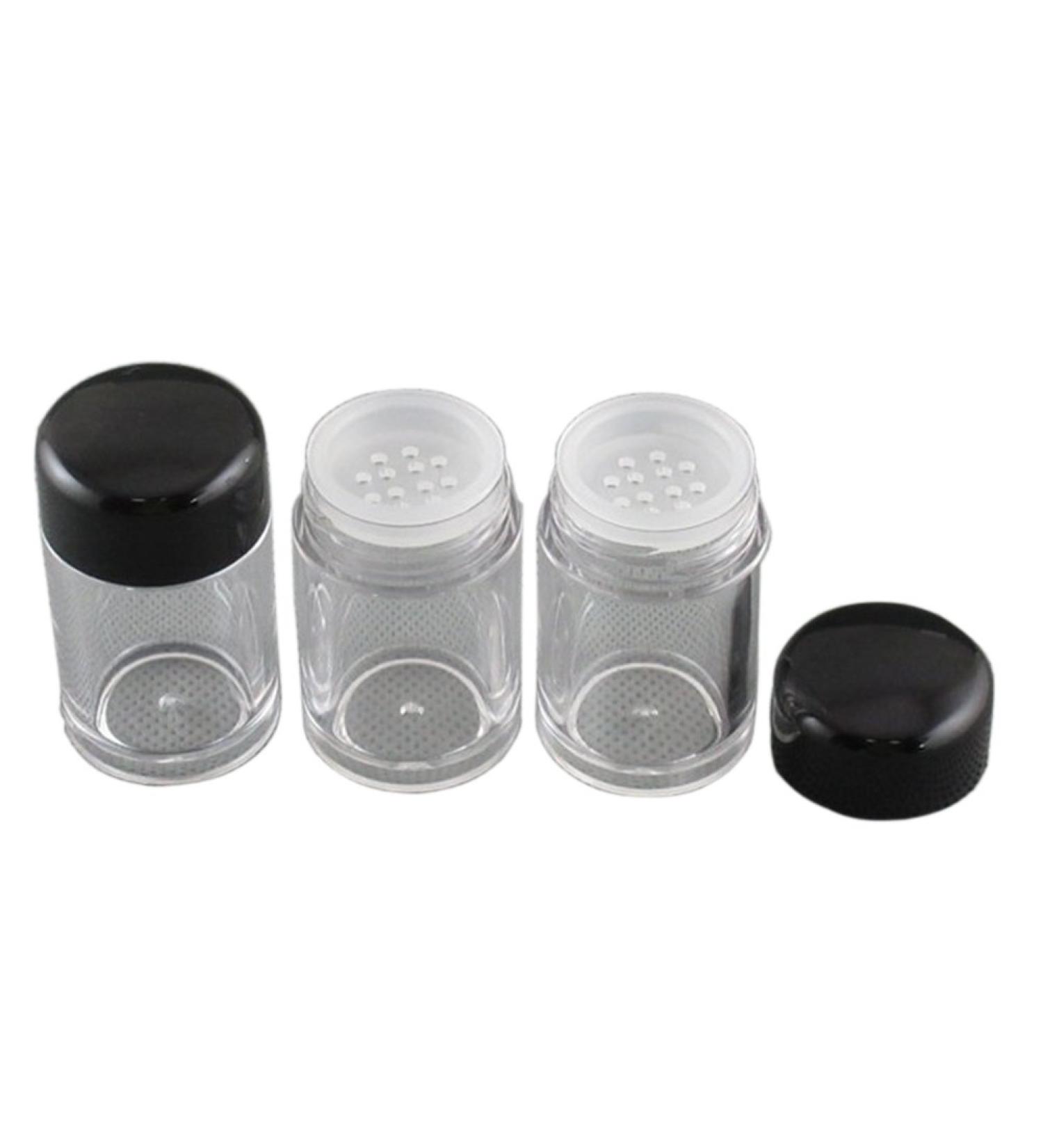 FSSTUD 8 PCS Travel Small Cosmetic Container Empty Powder Compact with Sieve Powder Make Up Loose Container Black