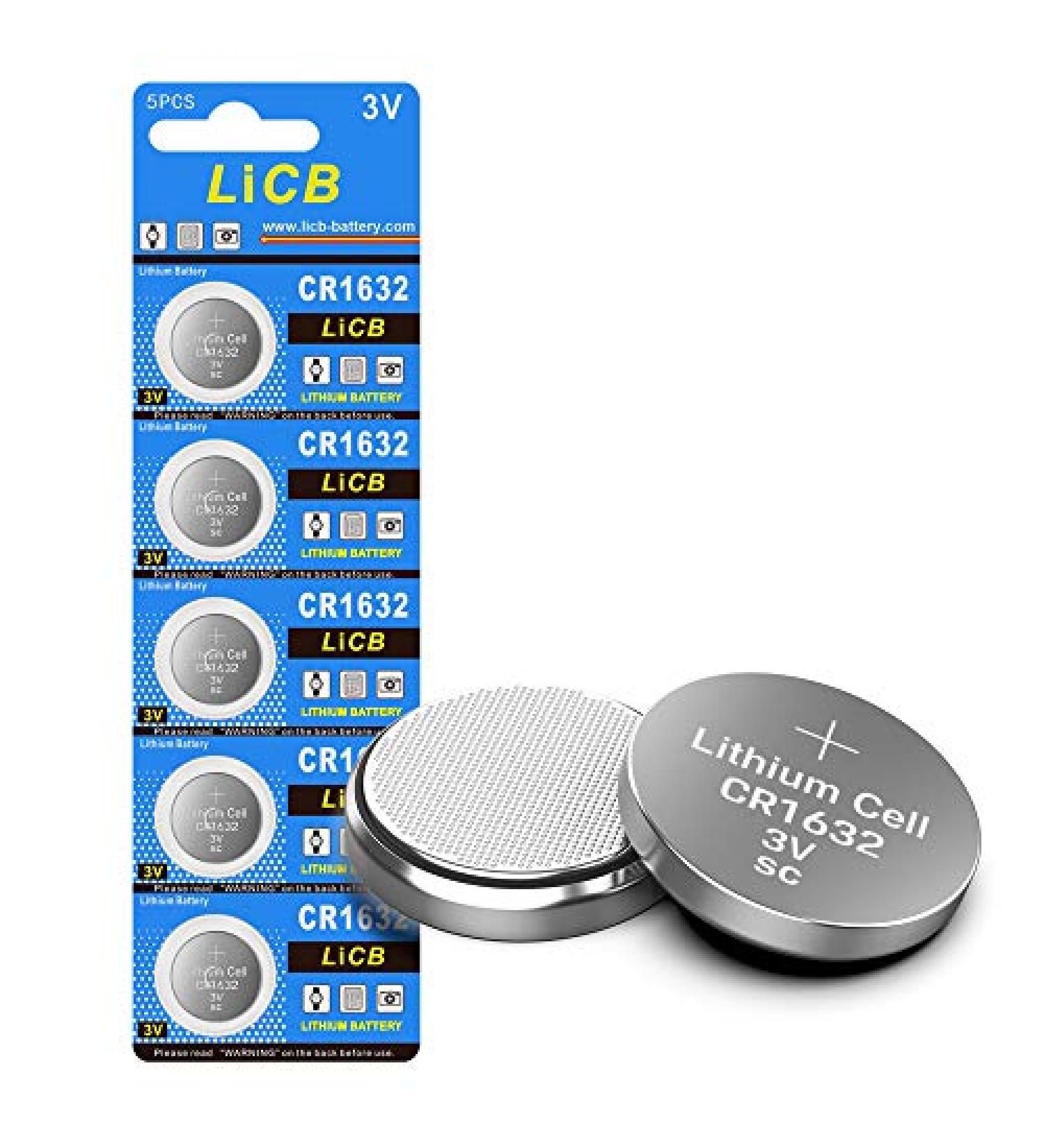 LiCB CR1632 3V Lithium Battery with High Capacity 5 Count - Buy Online on SooperMarket.com