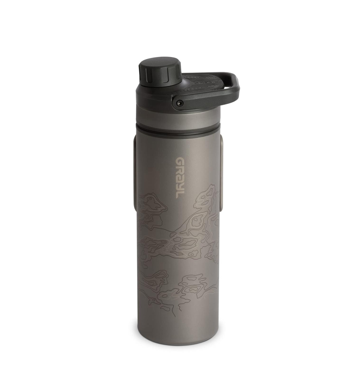 GRAYL Titanium UltraPress 500ml Water Filter Bottle - Covert Black | Ideal for Hiking Camping Survival & Travel - Buy Online on SooperMarket.com