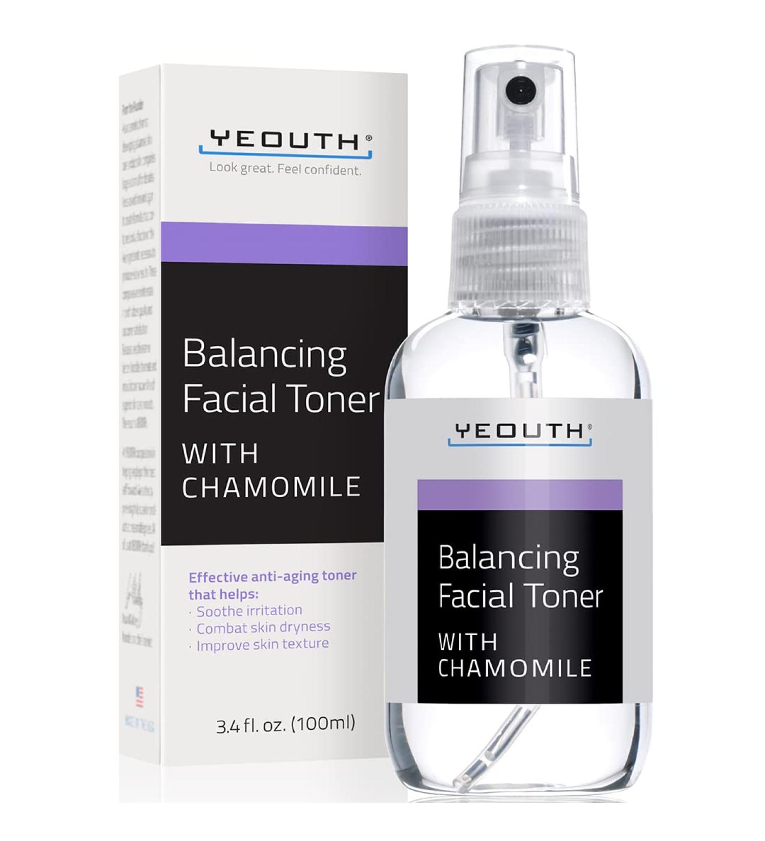 YEOUTH Balancing Facial Toner Spray with Chamomile - Hydrating Anti-Aging Toner for Face Wrinkles, Pores, Dull Skin & Dark Spots - 3.38 Fl Oz - Buy Online on SooperMarket.com