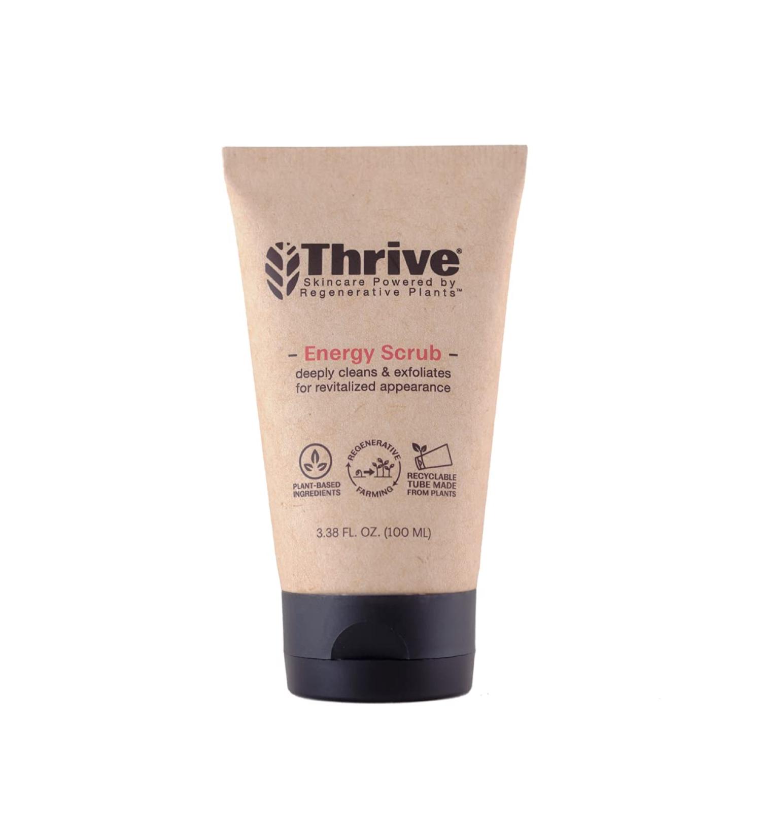 THRIVE Natural Face Scrub - Exfoliating Face Wash for Men & Women - Made in USA - Vegan Formula with Anti-Oxidants - Unclogs Pores & Prevents Ingrown Hairs - 3.38 Fl Oz - Buy Online on SooperMarket.com