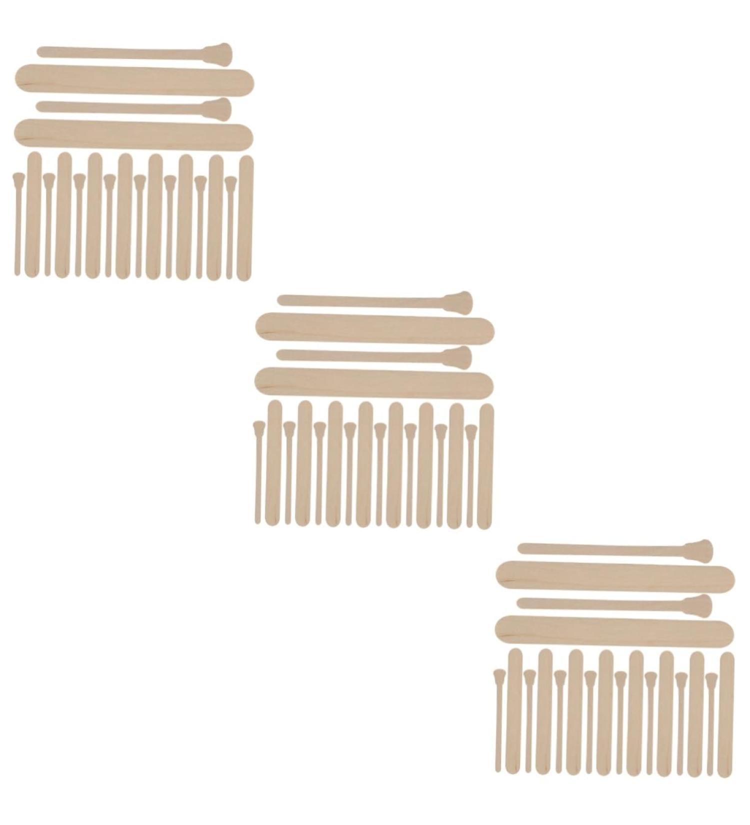Minkissy 300 STK Waxed Wooden Sticks - Nose Wax Tools & Crafting Set for Kids | Wooden Wax Spatula & Stick Accessories - Buy Online on SooperMarket.com