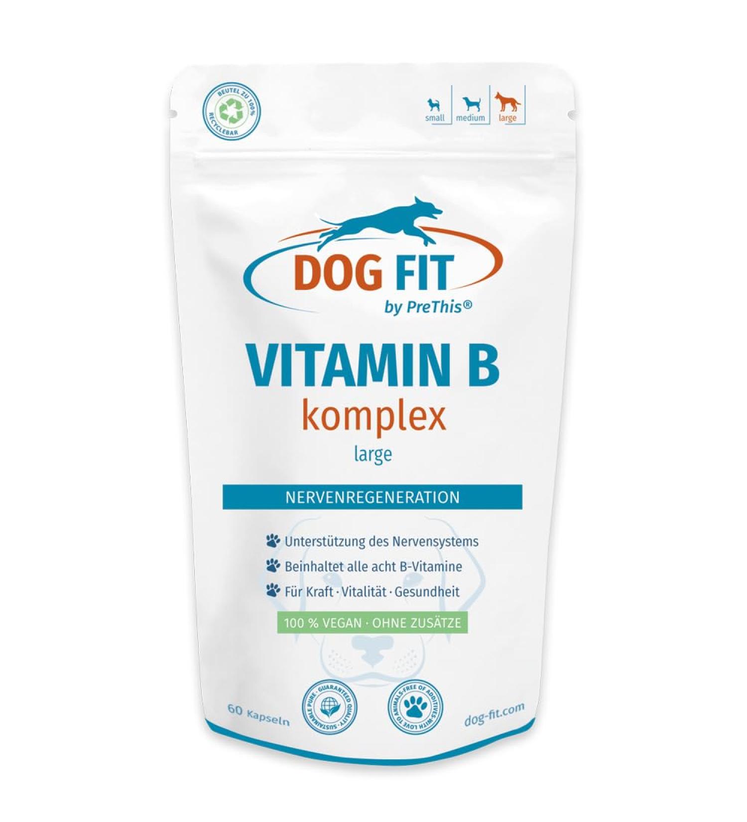Dog Fit by Prethis - Vegan B Vitamin Complex for Dogs | Nerve Strengthening Incontinence & Nervousness Support | Large Animals (25kg+) - Buy Online on SooperMarket.com
