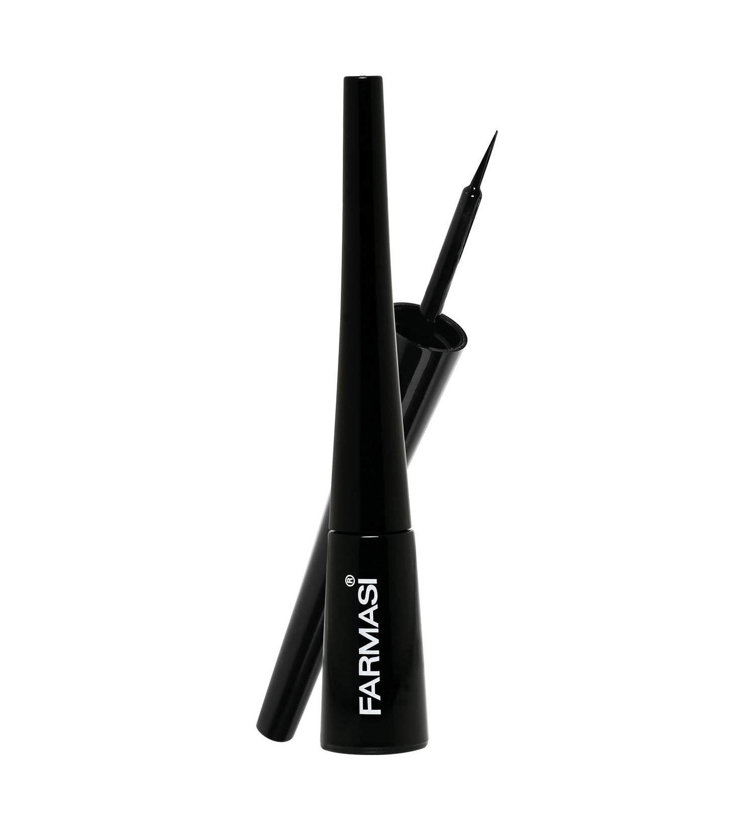 FARMASi Deep Look Eyeliner  Quick Drying  Smudge Proof  non-Flowing Formula and Special Sponge Tip Creates Clear Fine & Thick Lines on the Lash Line  0.13 fl. oz. / 4.5 ml (Thick Tip)