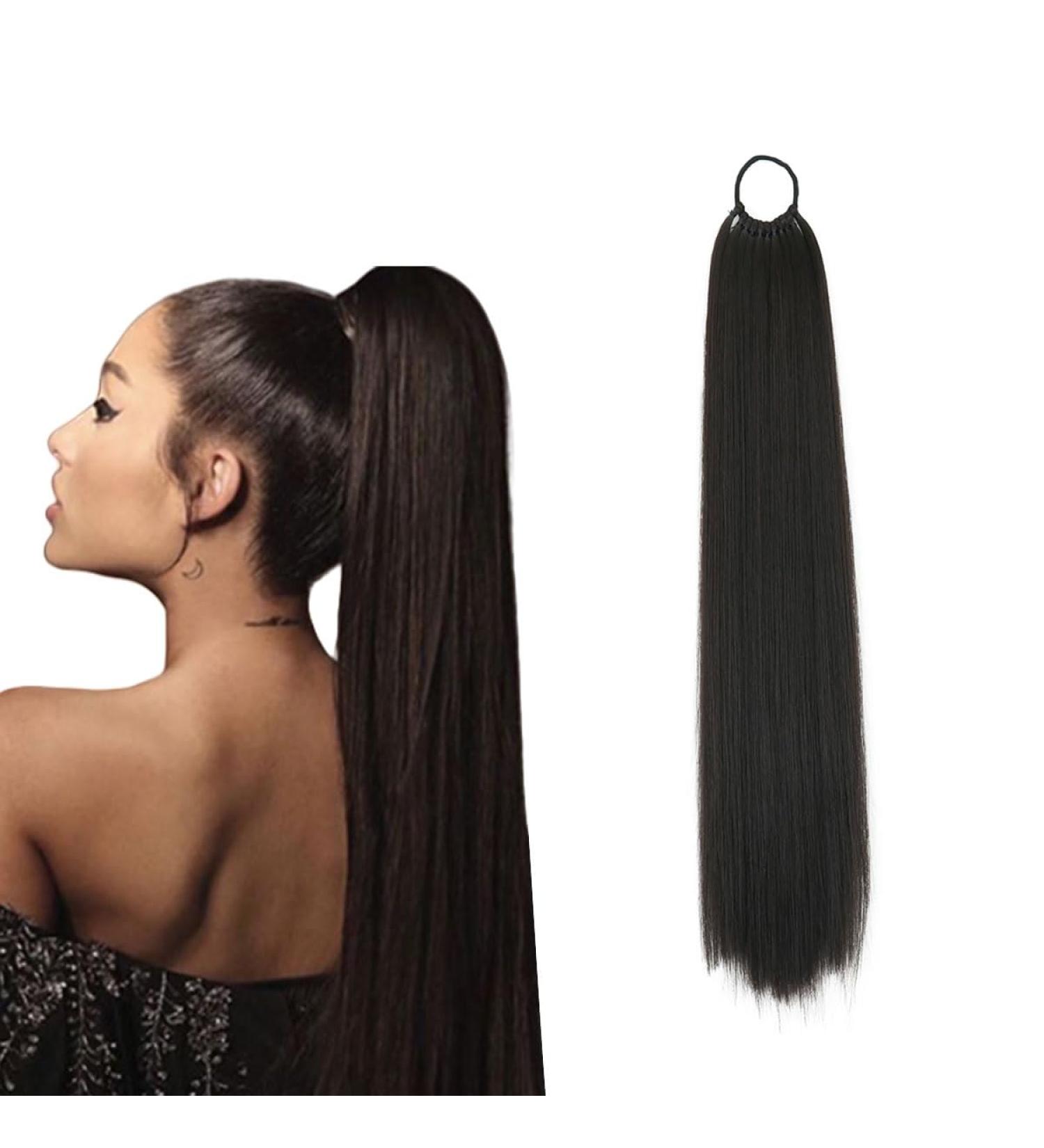 prinfantasy Human Hair Straight Wrap Around Ponytail Extensions Hairpiece Yaki Straight Hairpieces Magic Paste Long Ponytail for Women Girls Netural Black 24 In GBMW278 MW278 24 inch - Buy Online on SooperMarket.com