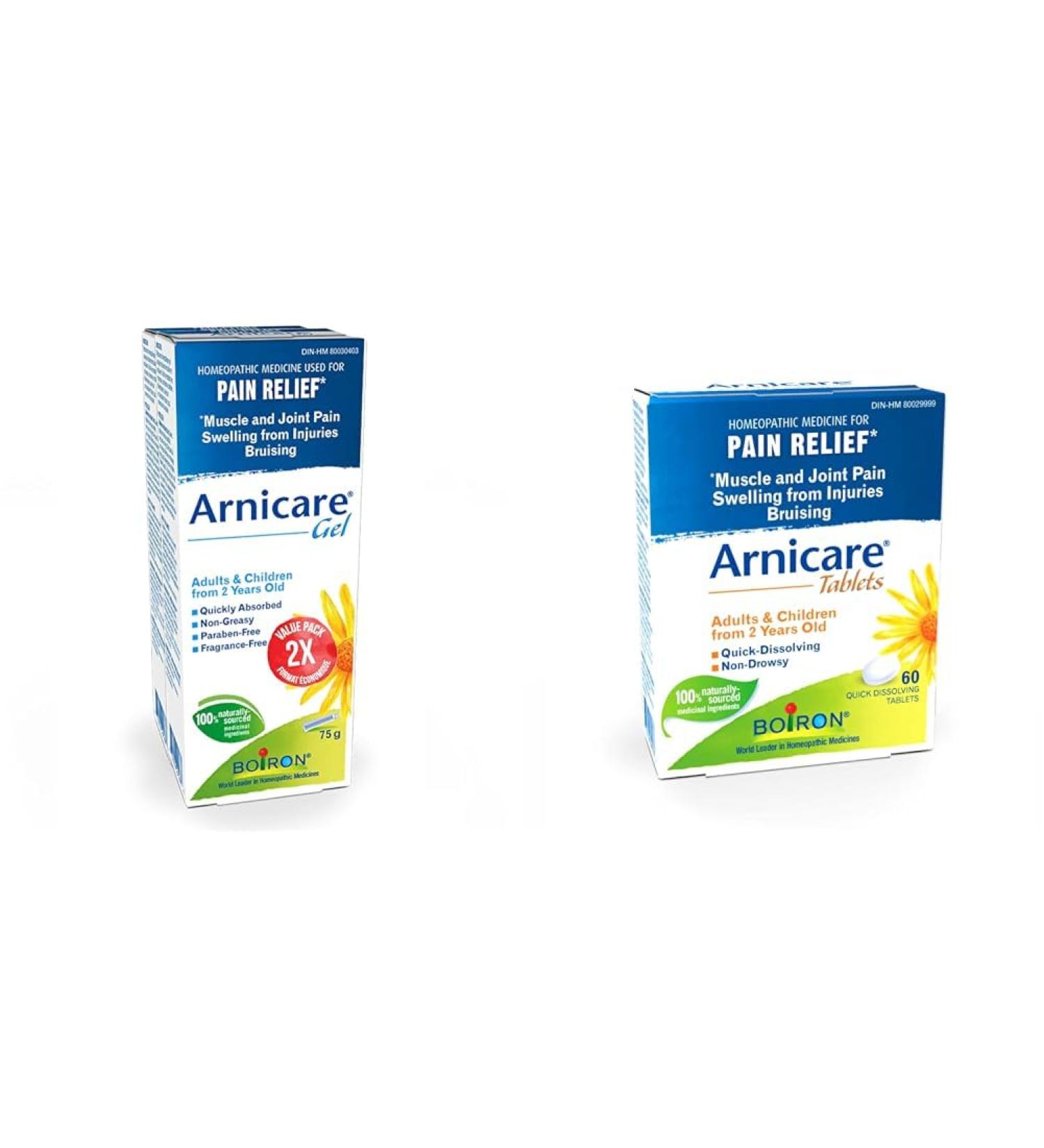 Boiron Arnicare Gel for relief of muscle and joint pain & Arnicare Tablets 60 Tablets Homeopathic Medicine - Buy Online on SooperMarket.com