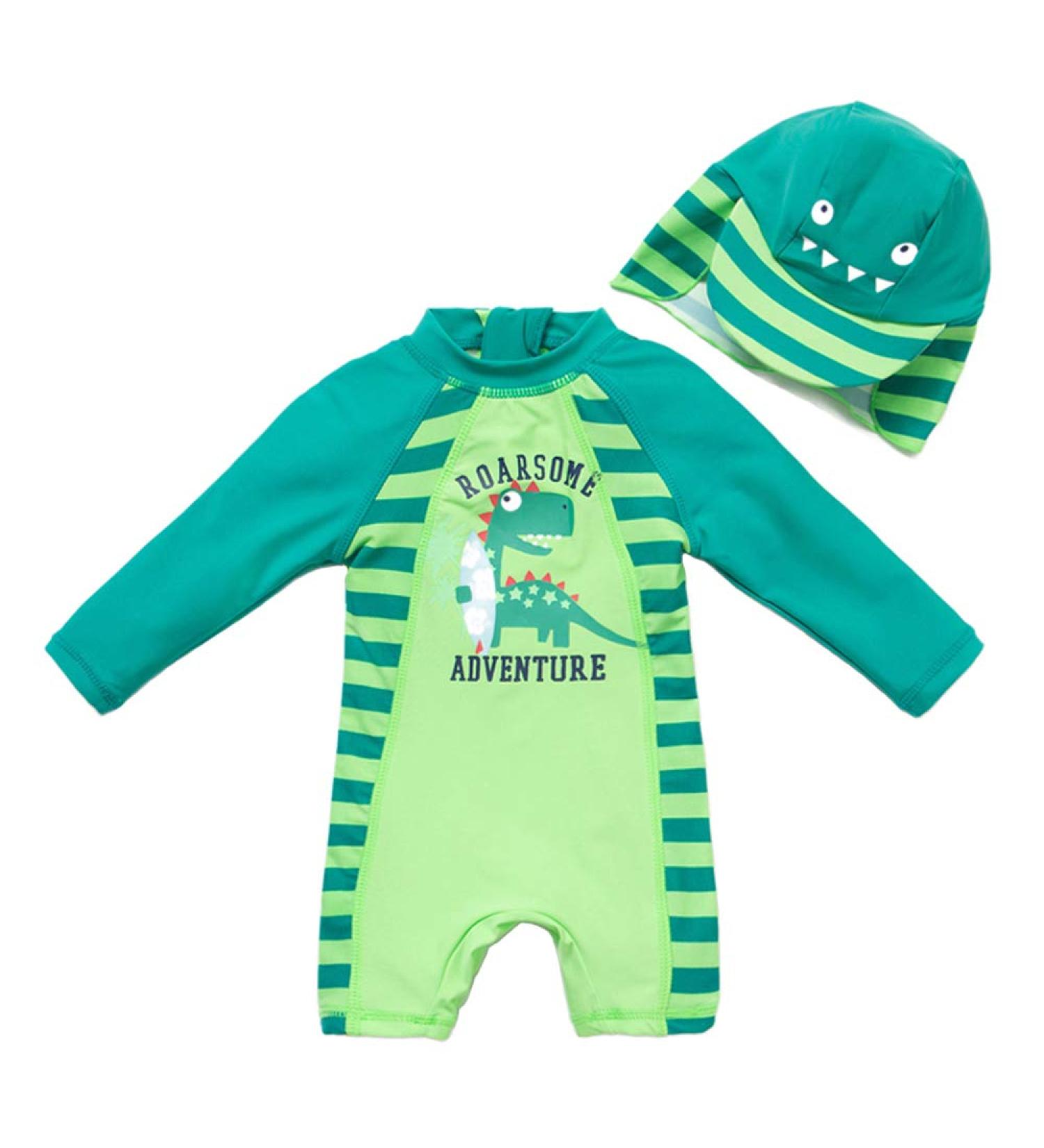 UPF 50+ Baby Boy Dinosaur Swimwear Set with Sun Hat | 18-24 Months - Buy Online on SooperMarket.com