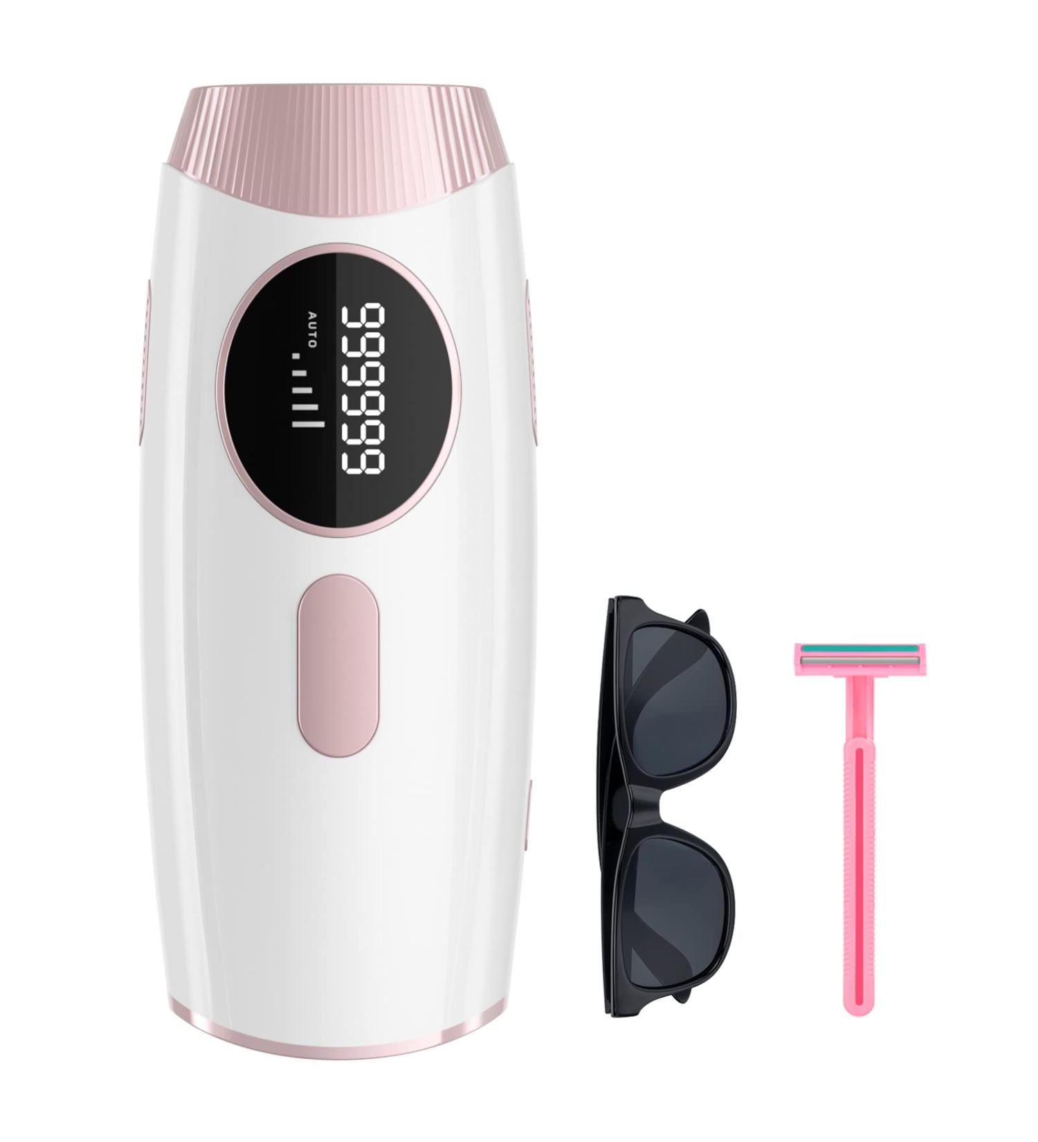 At-Home Permanent Laser Hair Removal Device | 999,999 Flashes | Painless Removal for Women and Men | Suitable for Armpits, Back, Legs, Arms, Face, and Bikini Line - White - Buy Online on SooperMarket.com