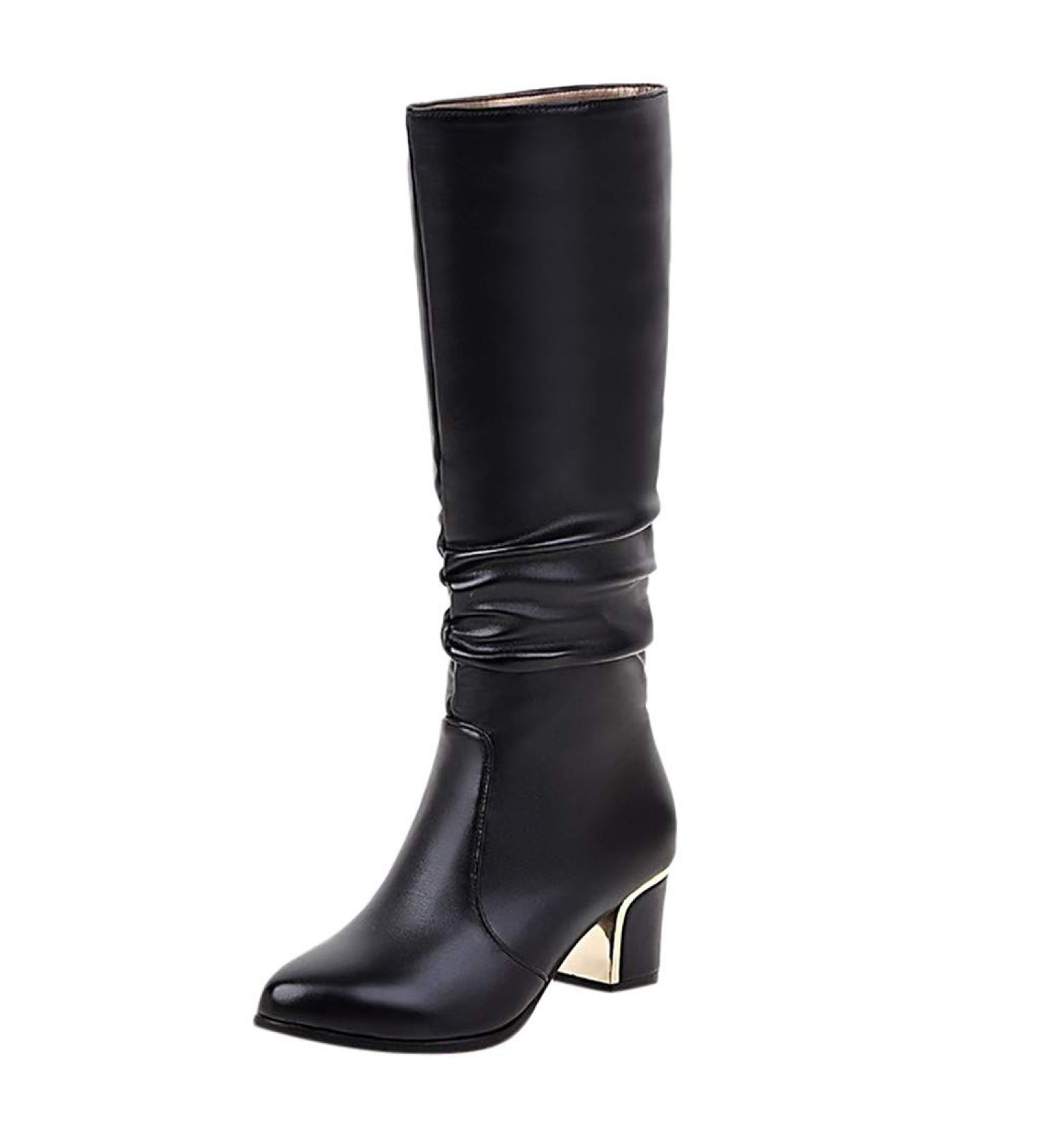 Shop Stylish Women's Halfange Lace-Up Boots - Black & Brown Leather Winter Footwear | Trendy & Warm | EU Size 39-47 - Buy Online on SooperMarket.com
