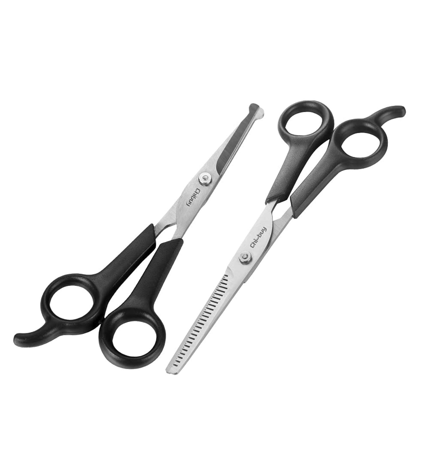 Professional Stainless Steel Pet Grooming Scissors Set for Dogs and Cats - Eye & Thinning Shears Kit for Home Grooming - Includes 1.6371 Eye Scissors + 6373 Thinning Scissors - Buy Online on SooperMarket.com