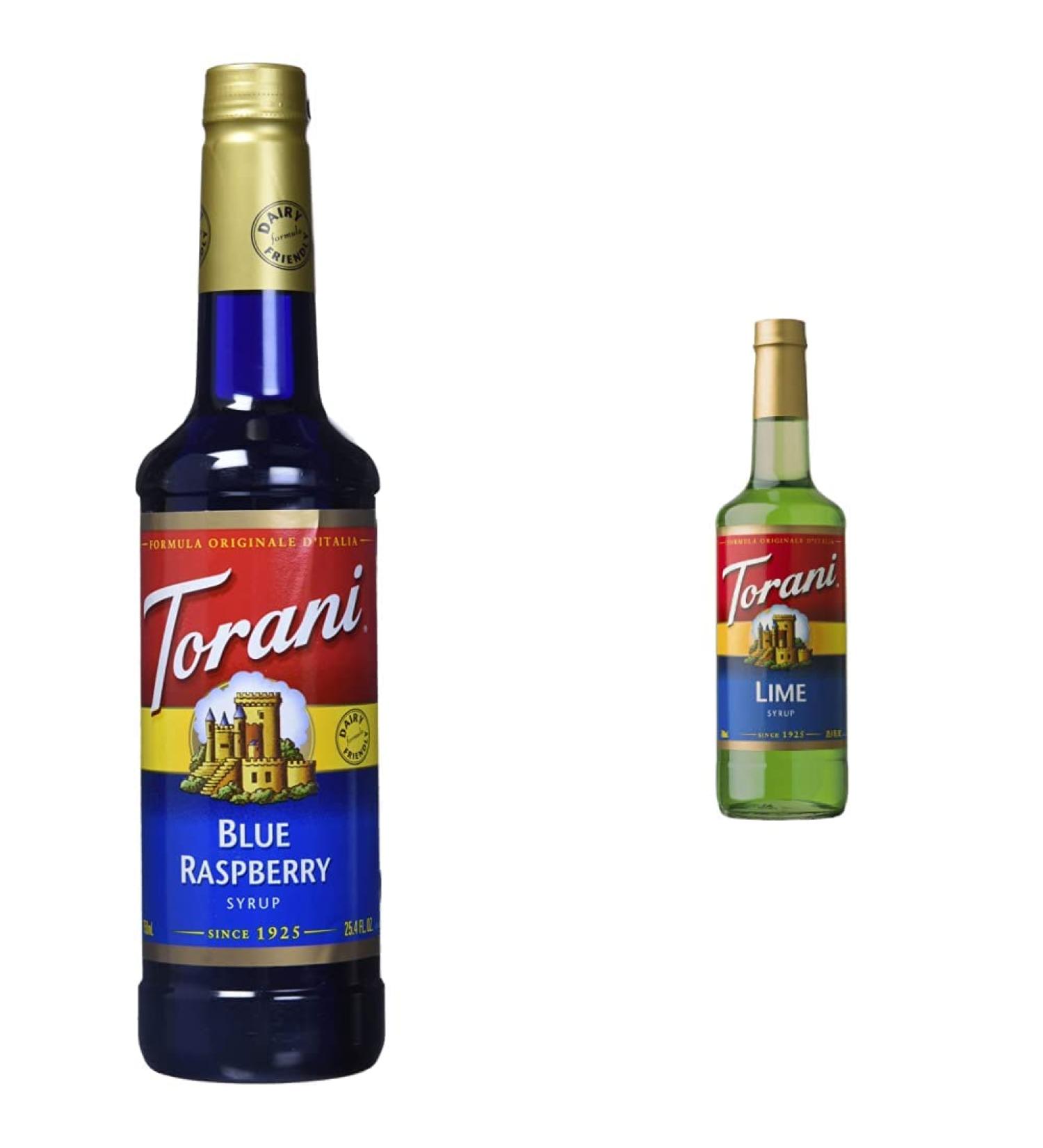 Torani Blue Raspberry Syrup Plastic Bottle 750 ml & Lime Flavour Syrup 750 Milliliter Syrup + Lime Syrup - Buy Online on SooperMarket.com