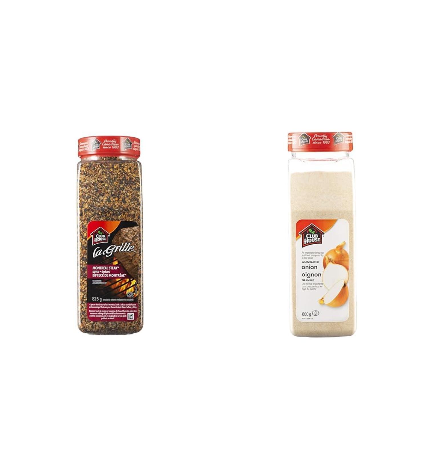 Club House La Grille Grilling Made Easy Montreal Steak Spice Seasoning 825g & Quality Natural Herbs and Spices Granulated Onion 600g - Buy Online on SooperMarket.com