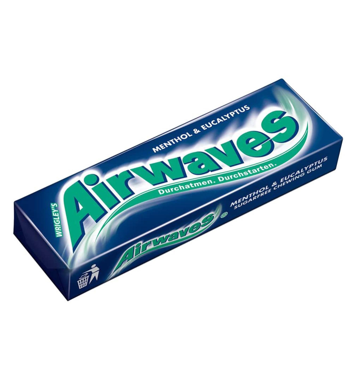 2 Full Packs of WRIGLEY'S Airwaves Chewing Gum (60 Single Packs) Menthol & Eucalyptus