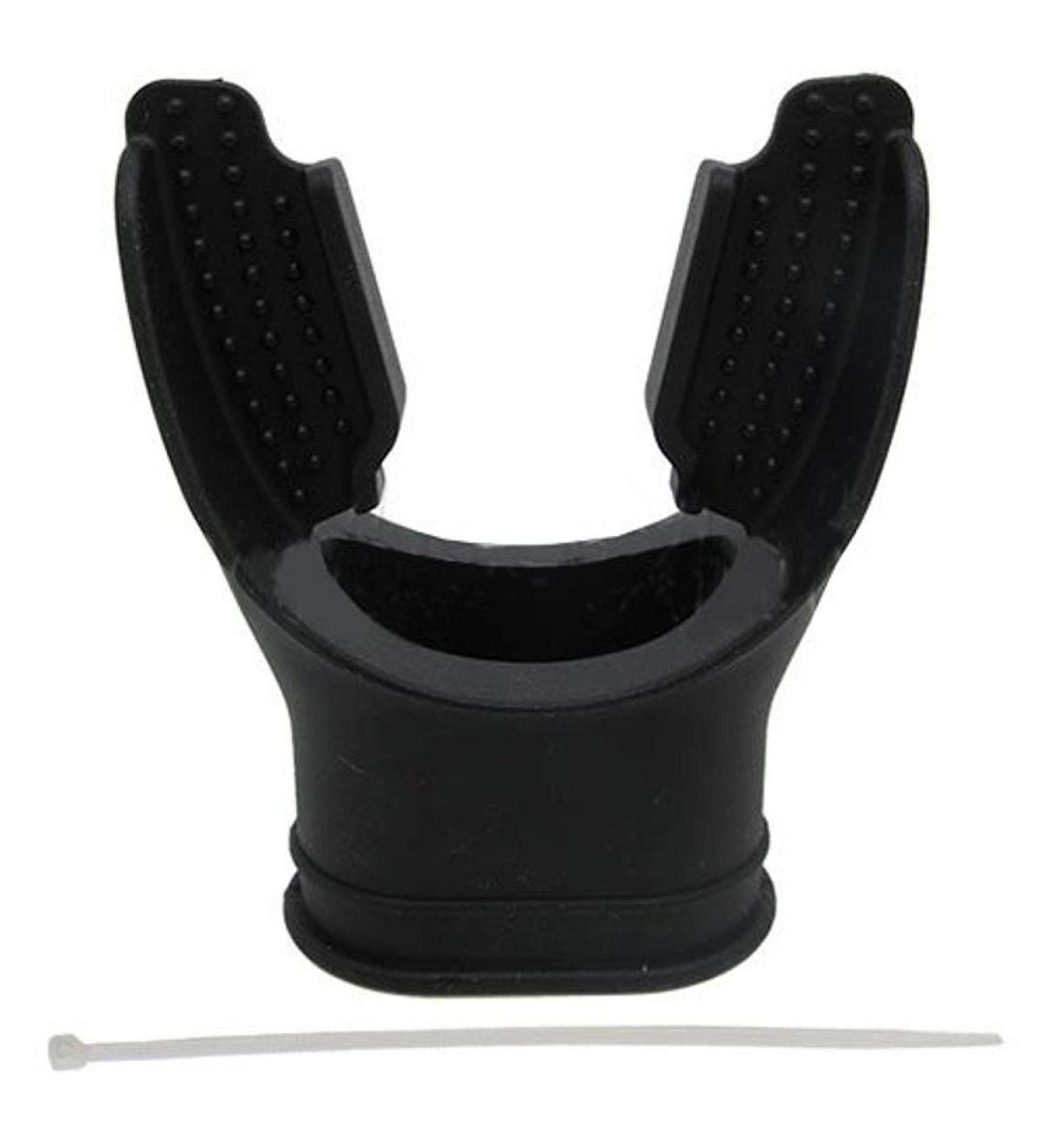 Scuba Choice Scuba Diving Black Silicone Long Bite Mouthpiece with Regulator Tie